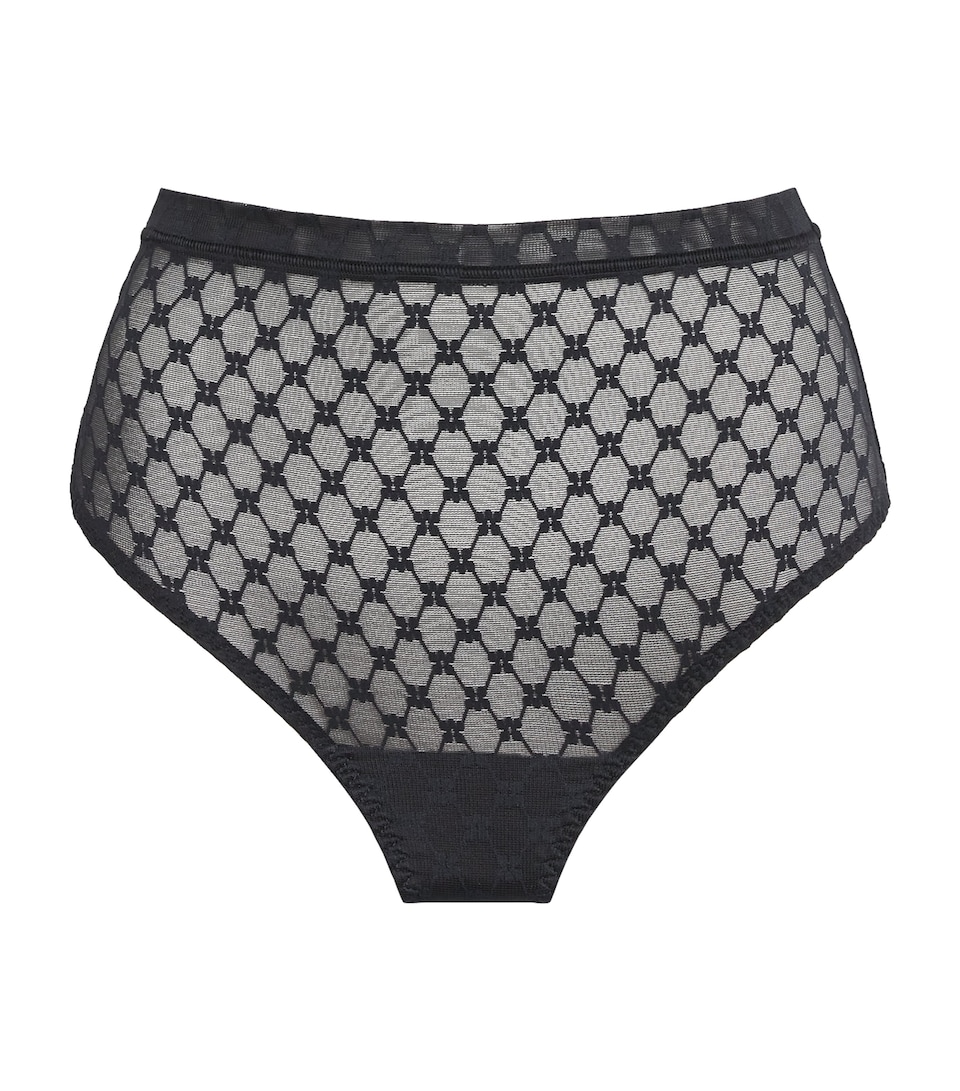 Simone Perele Womens Lace Plume High-Waist Thong Black