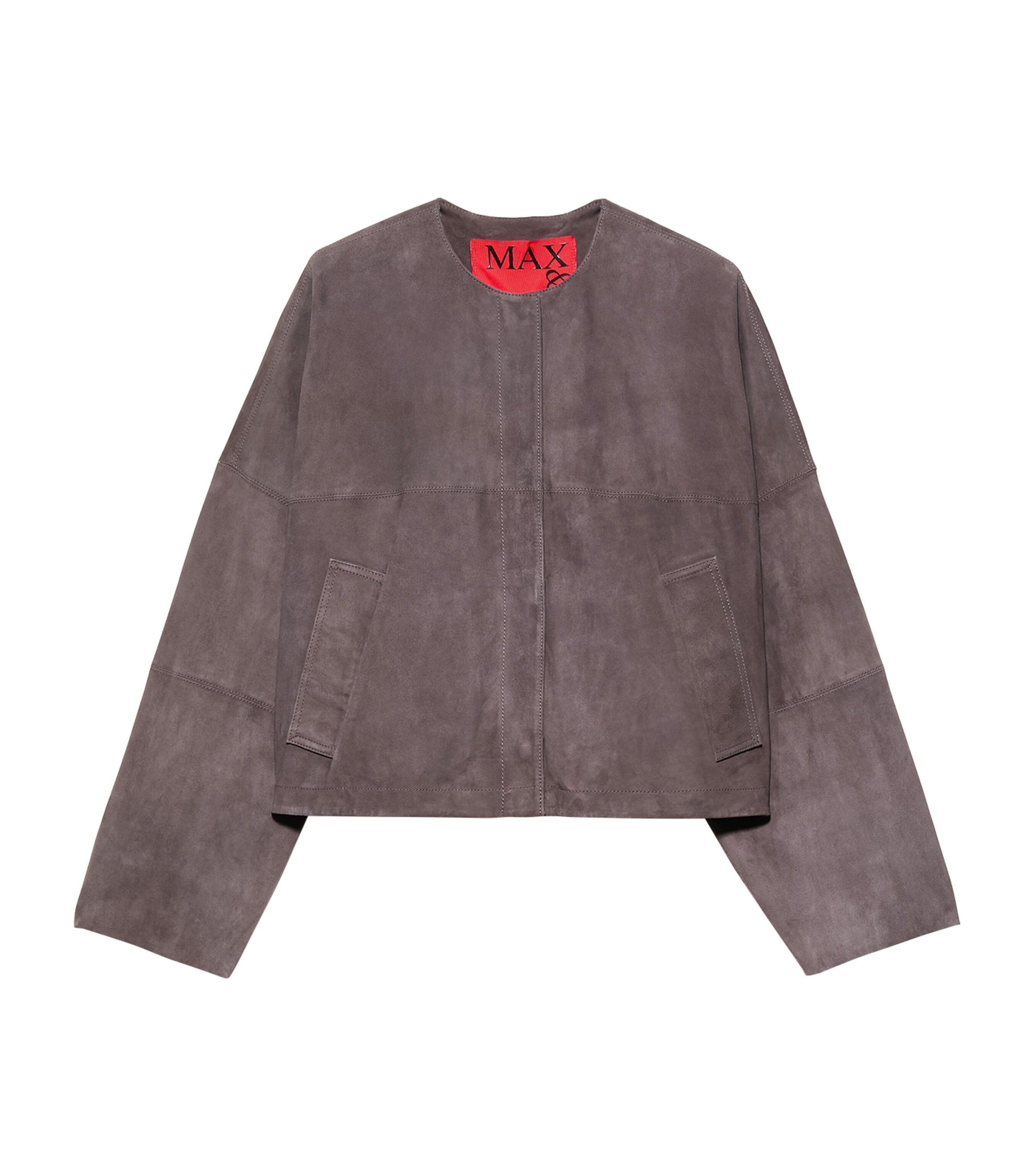 MAX&Co. Womens Suede Loose-Fit Jacket Chocolate