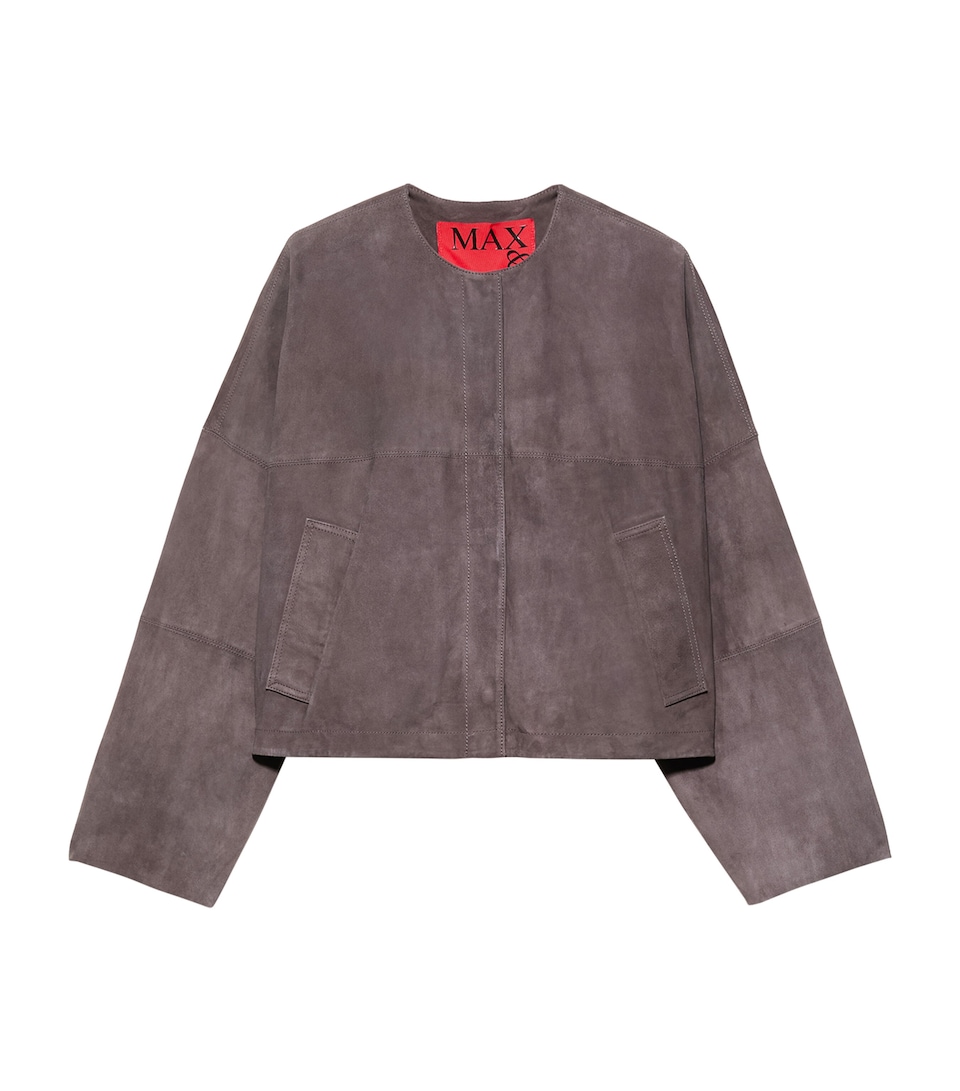 MAX&Co. Womens Suede Loose-Fit Jacket Chocolate