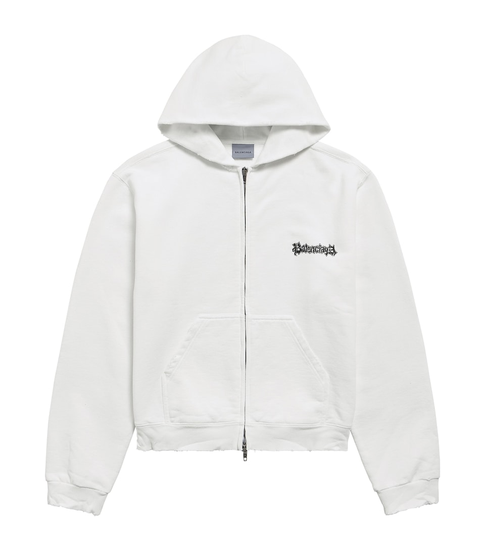 Balenciaga Womens Cotton Salon De Couture Zip-Up Hoodie
