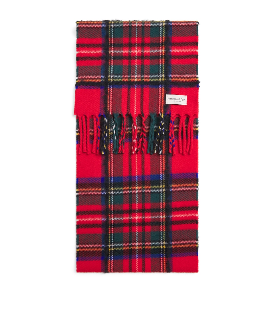 Johnstons Of Elgin Cashmere-Silk Tartan Scarf Red