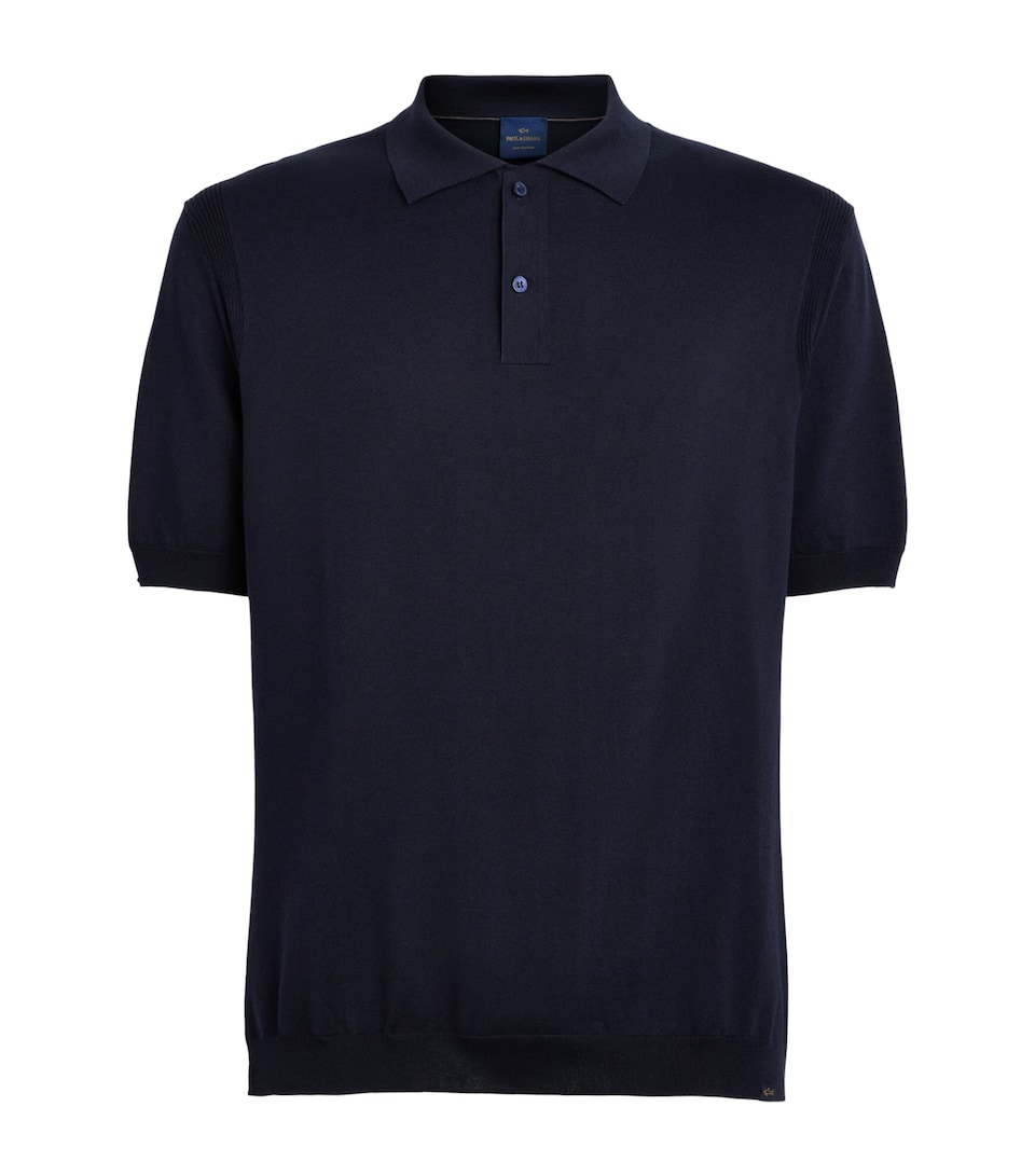 Paul & Shark Mens Silk-Cotton Polo Shirt Blue