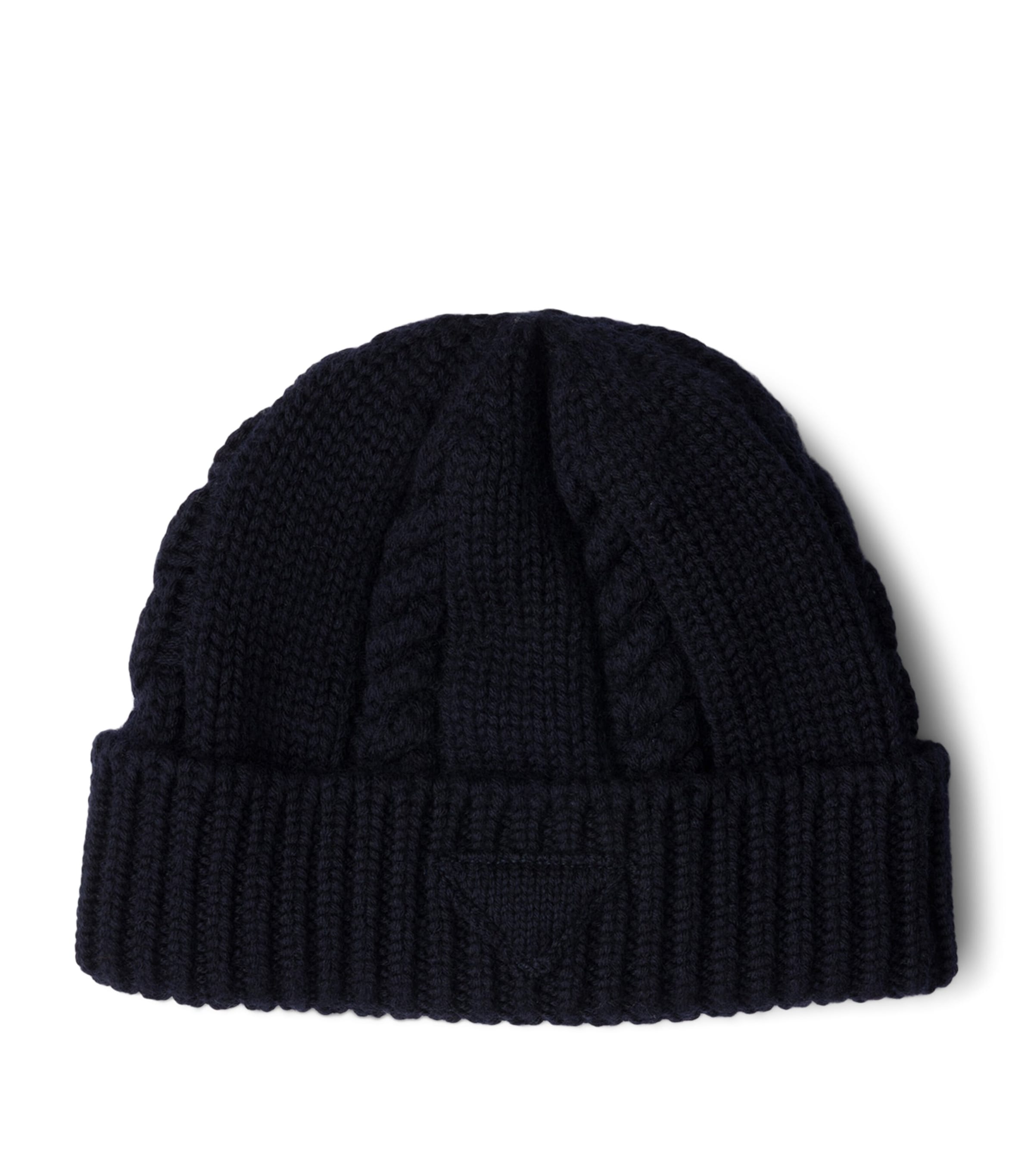 Prada Virgin Wool Triangle Beanie Blue