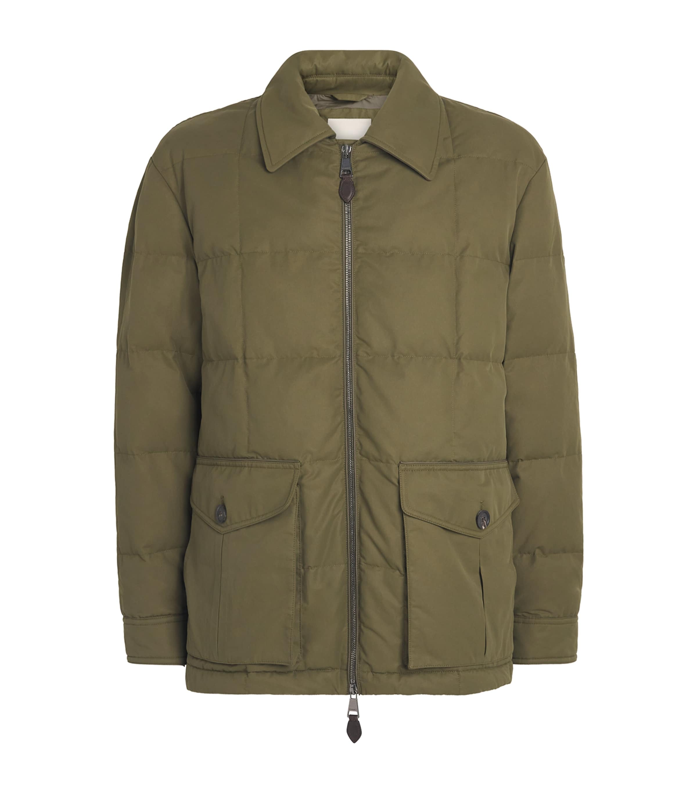 Purdey Mens Cotton-Blend Snowden Quilted Jacket Military