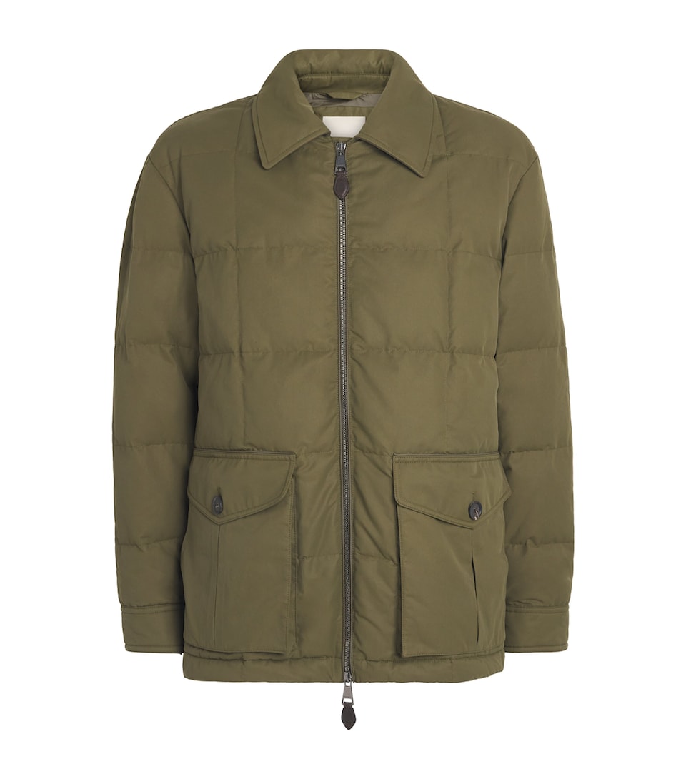 Purdey Mens Cotton-Blend Snowden Quilted Jacket Military