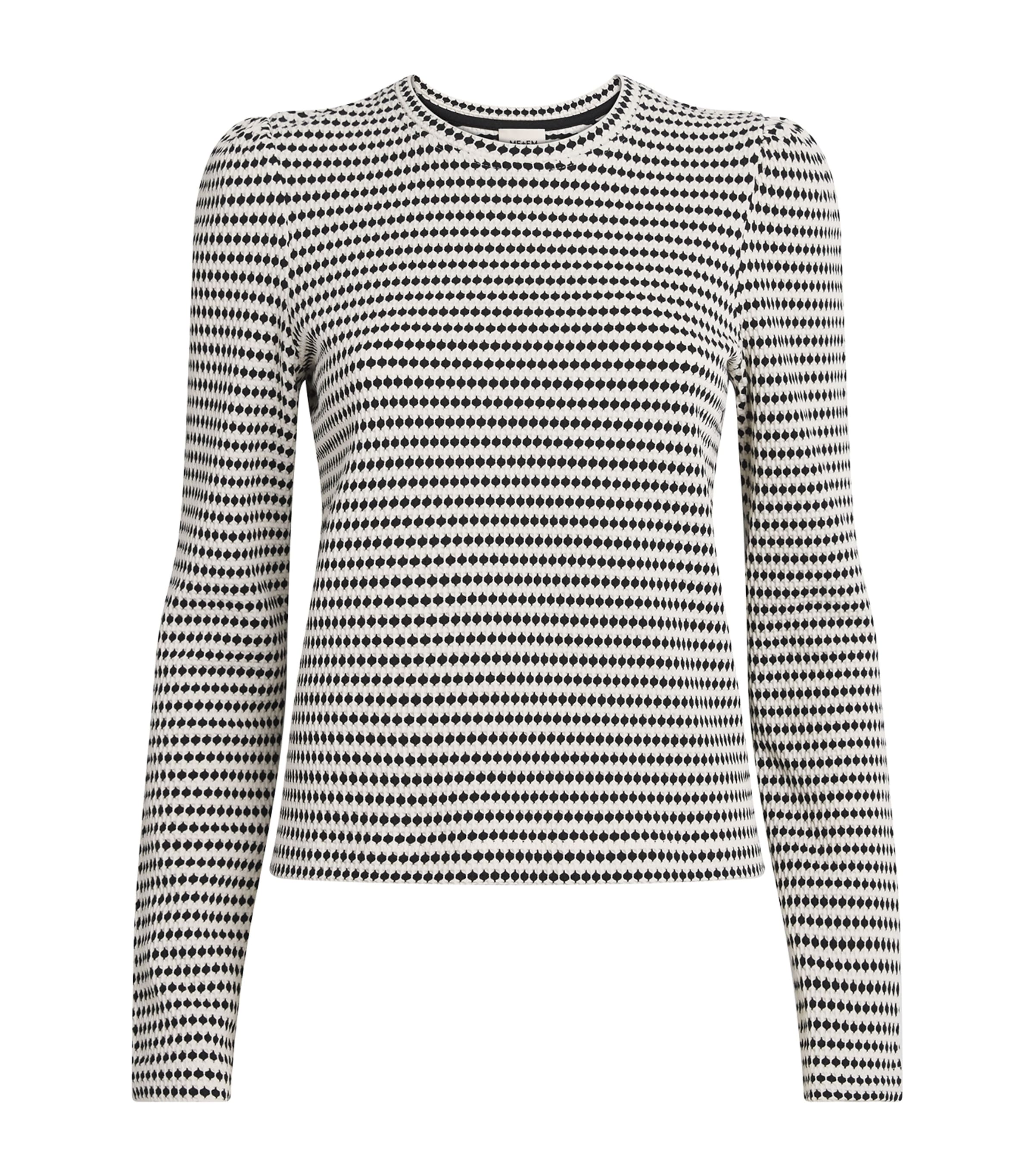 ME+EM Womens Long-Sleeve Jacquard Top Cream/black