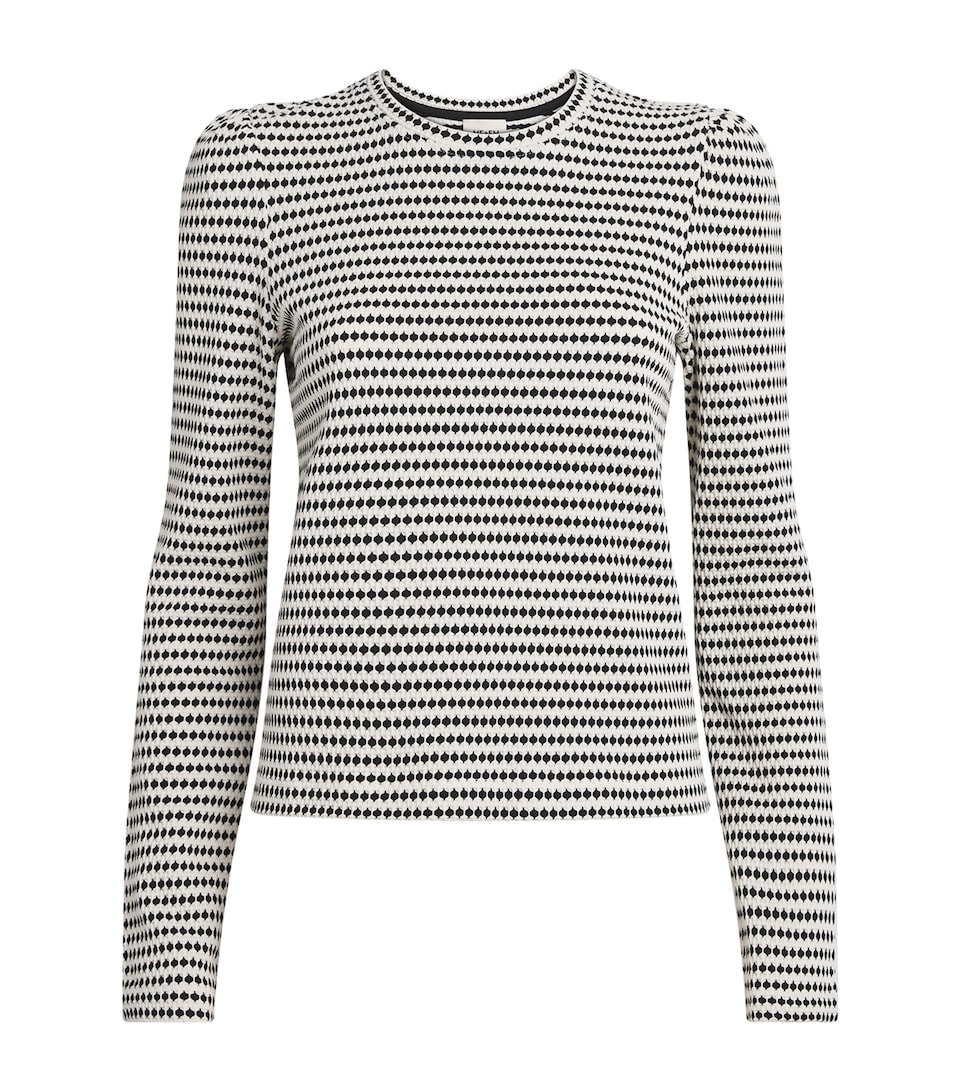 ME+EM Womens Long-Sleeve Jacquard Top Cream/black