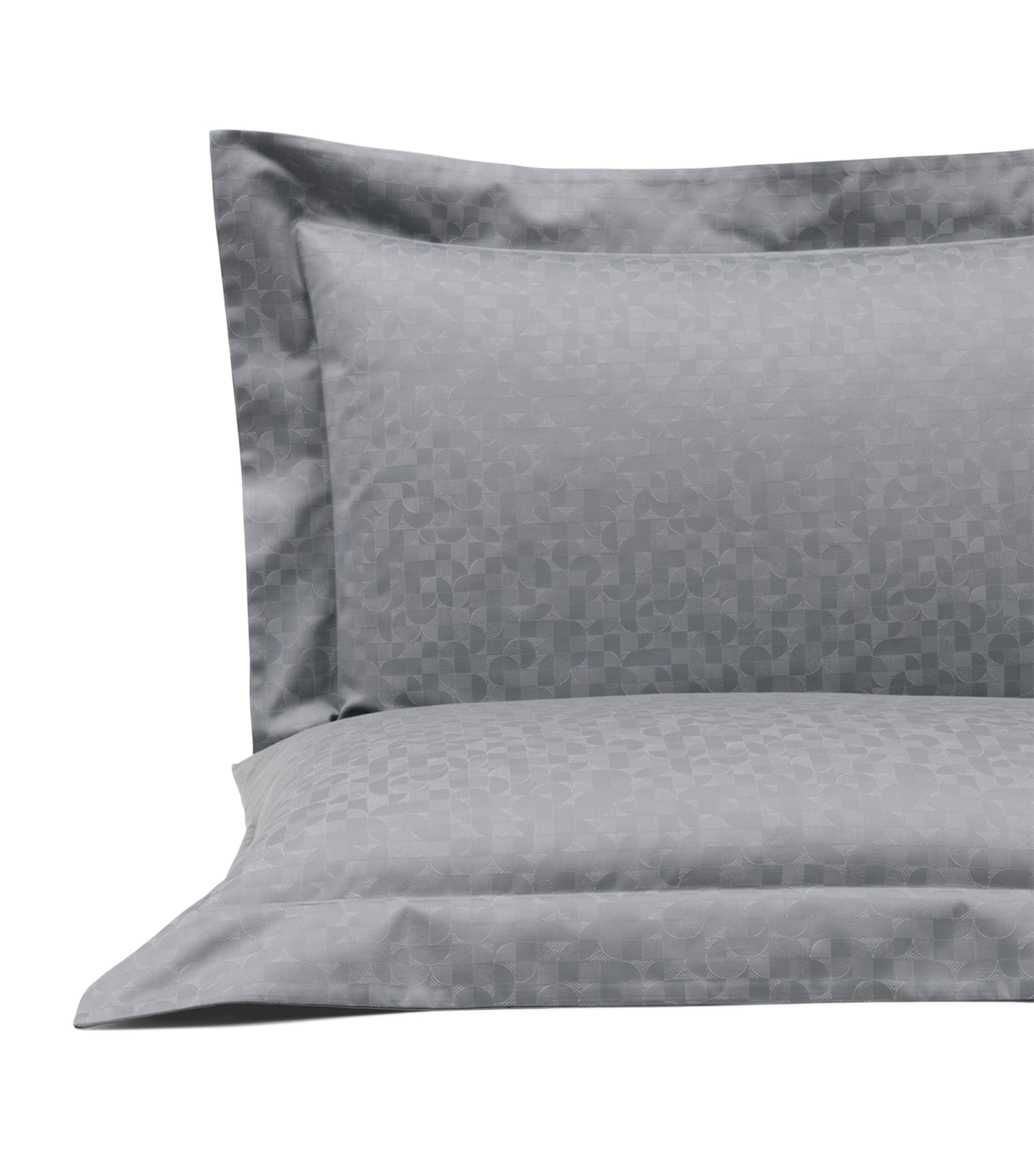 Frette Cotton-Silk Jacquard Avant Garde Oxford Pillowcase (51cm x 71cm) Metallic Azur