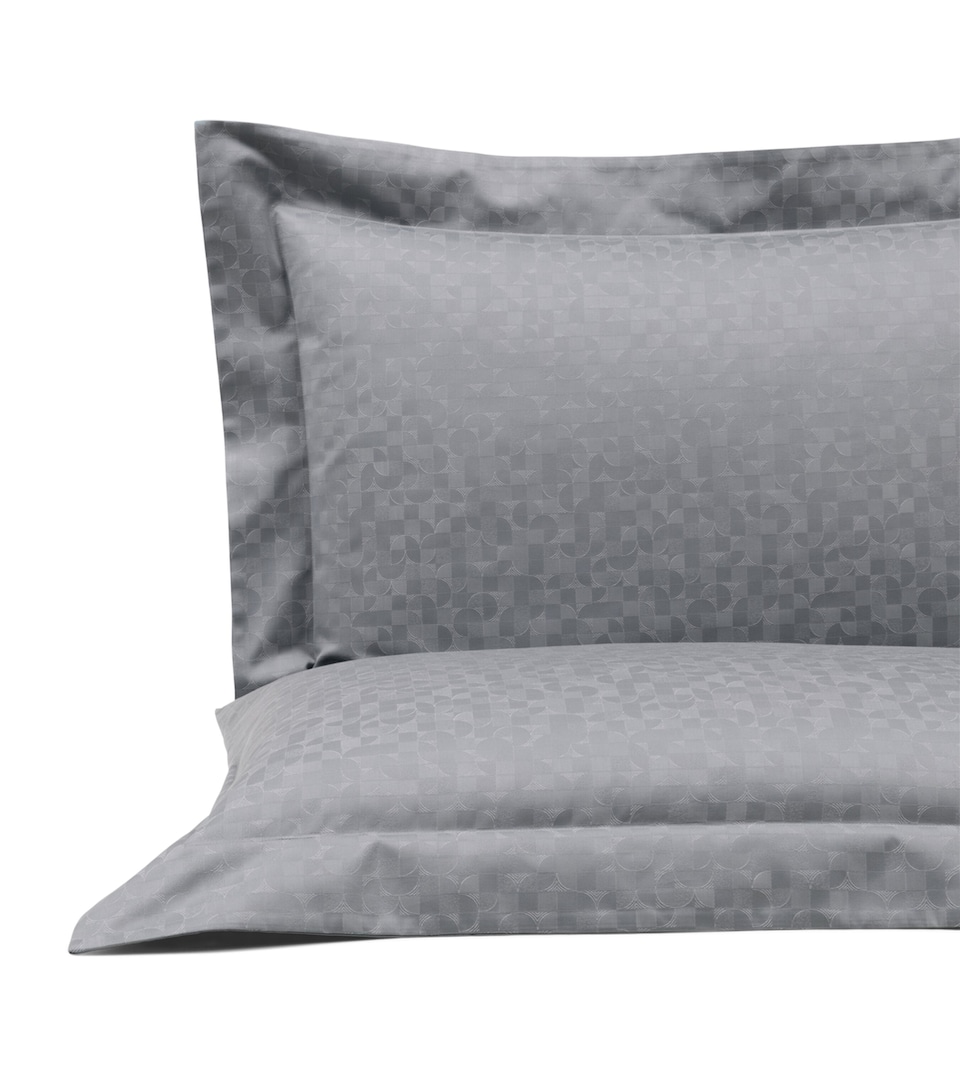 Frette Cotton-Silk Jacquard Avant Garde Oxford Pillowcase (51cm x 71cm) Metallic Azur