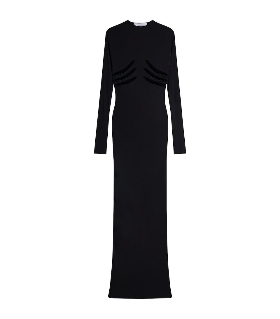 Schiaparelli Womens Trompe-l'Oeil Skeleton Maxi Dress Black