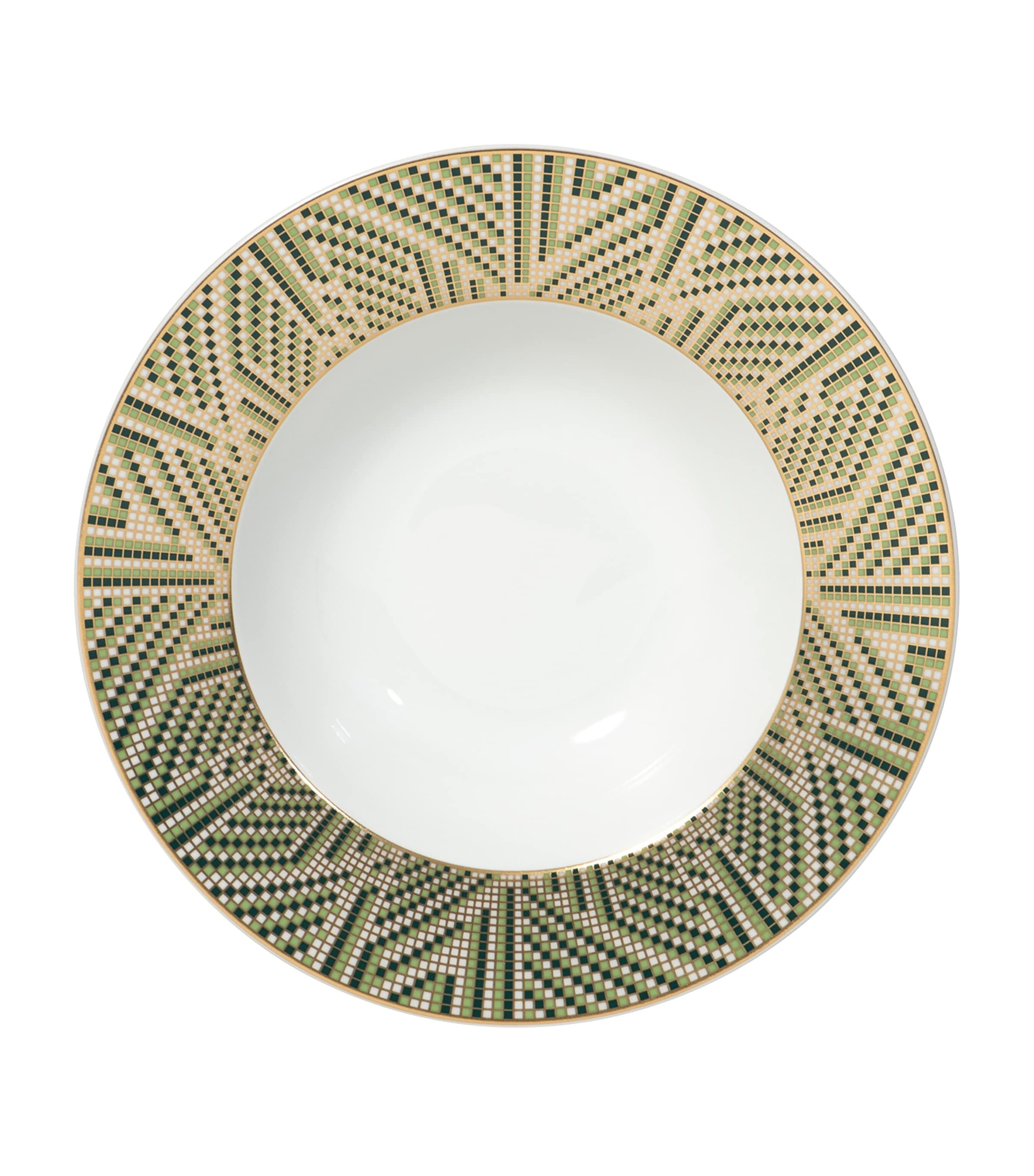 Bernardaud Augusta Rim Soup Bowl (22.5cm) Or Et Vert