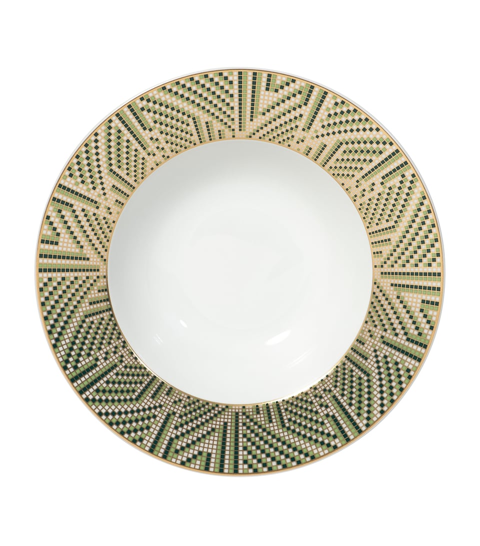 Bernardaud Augusta Rim Soup Bowl (22.5cm) Or Et Vert