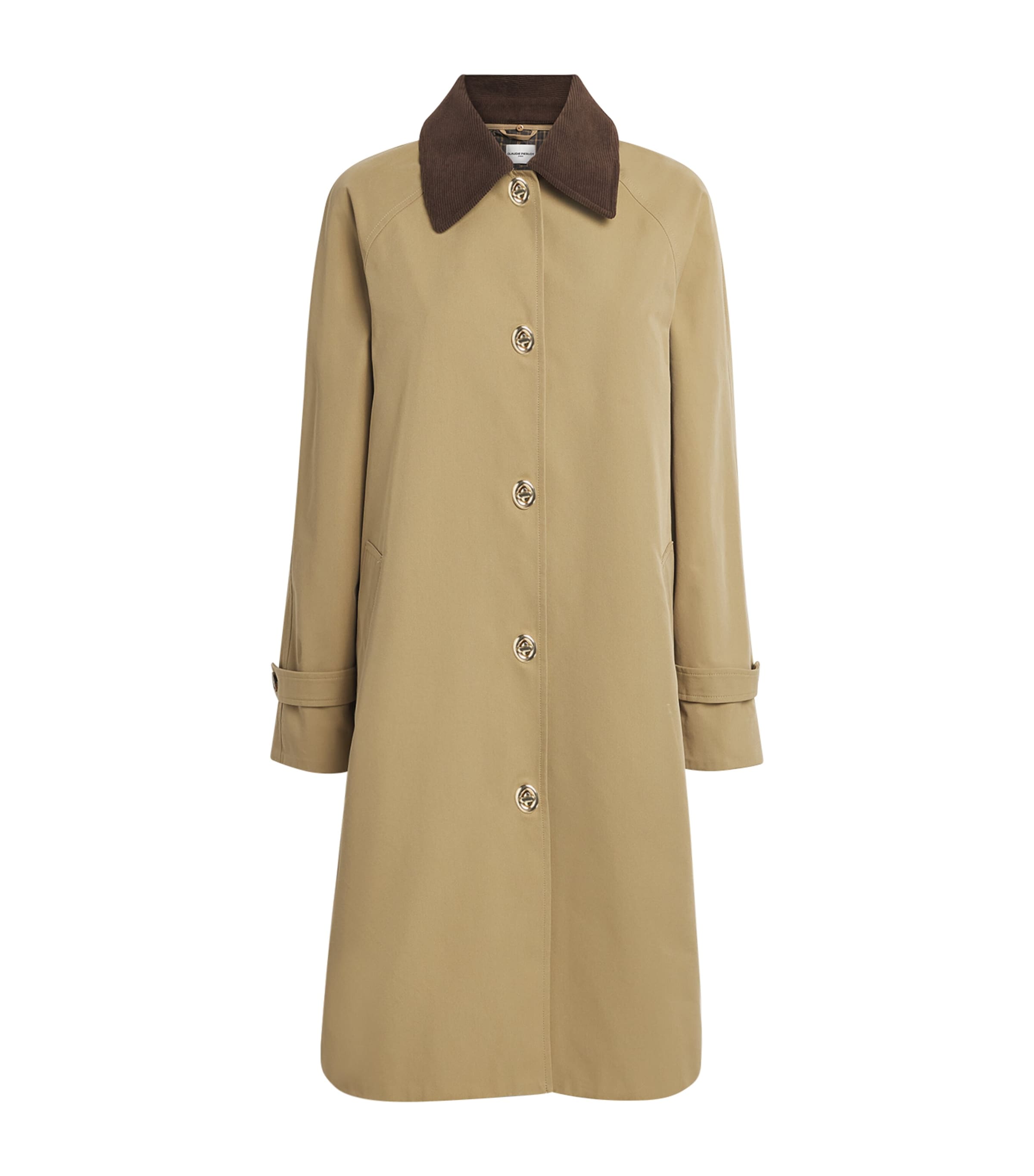 Claudie Pierlot Womens Velvet-Collar Trench Coat Beige