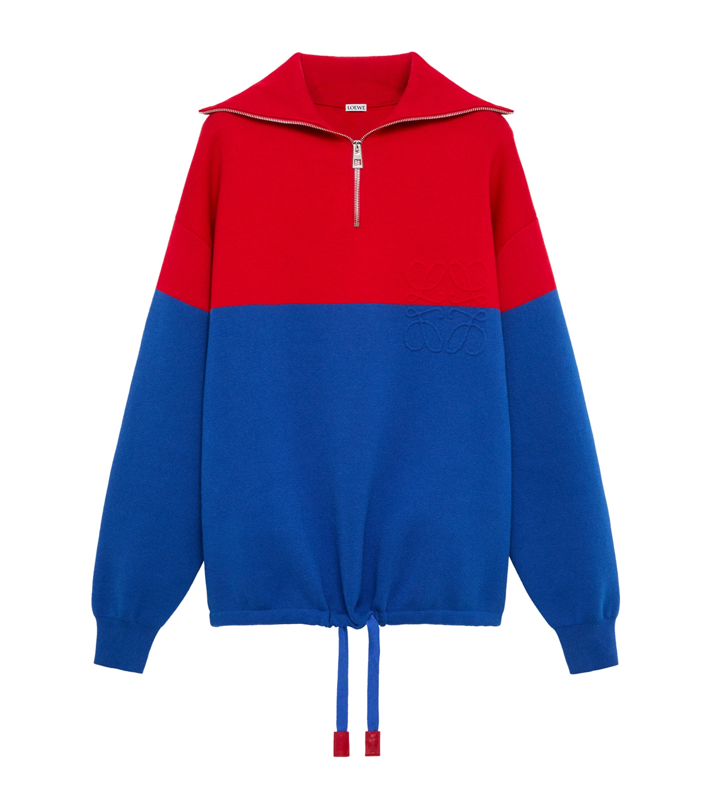 LOEWE Womens Cotton-Blend Quarter-Zip Sweatshirt Red/blue