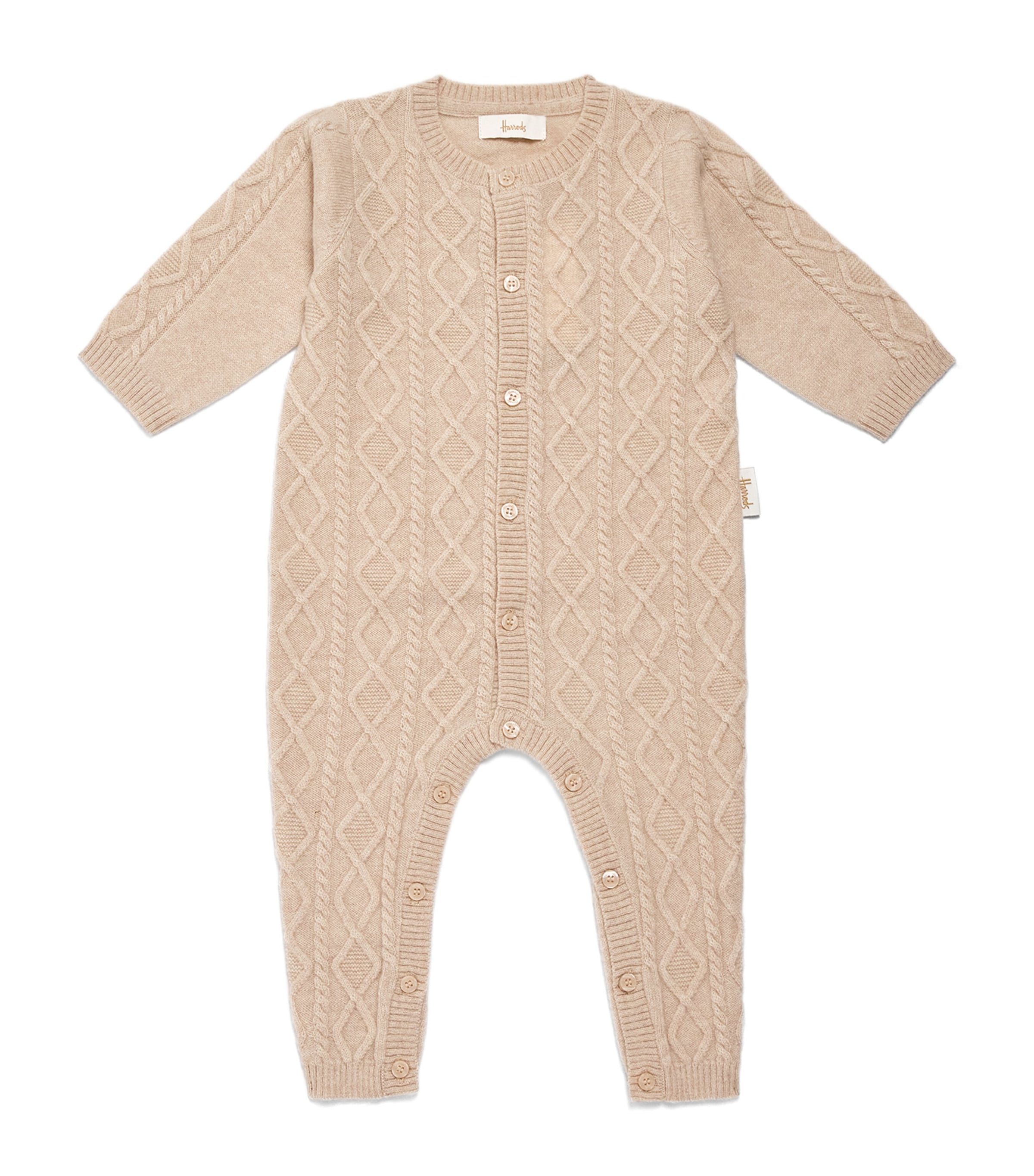 Harrods Cashmere Cable-Knit All-In-One (0-24 Months) Beige