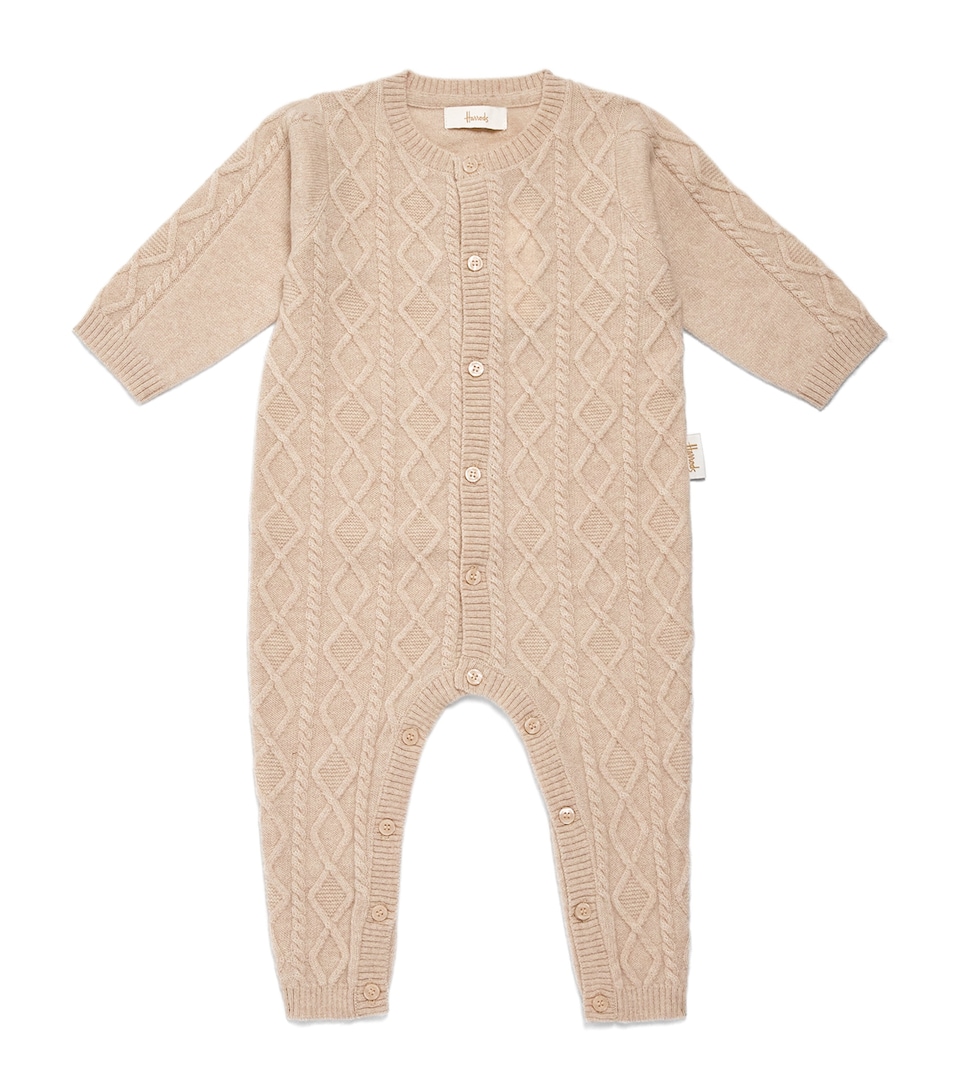 Harrods Cashmere Cable-Knit All-In-One (0-24 Months) Beige