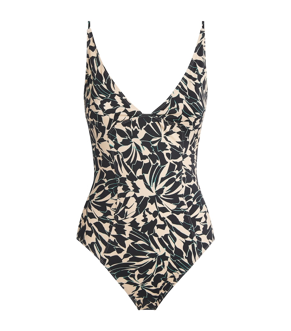 Ulla Johnson Womens Printed V-Neck Alba Swimsuit Mercury