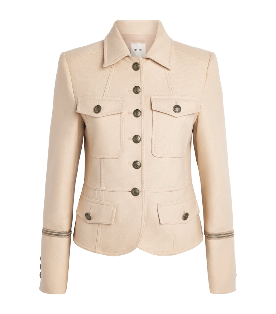 ME+EM Womens Wool-Blend Military Jacket Pale Stone