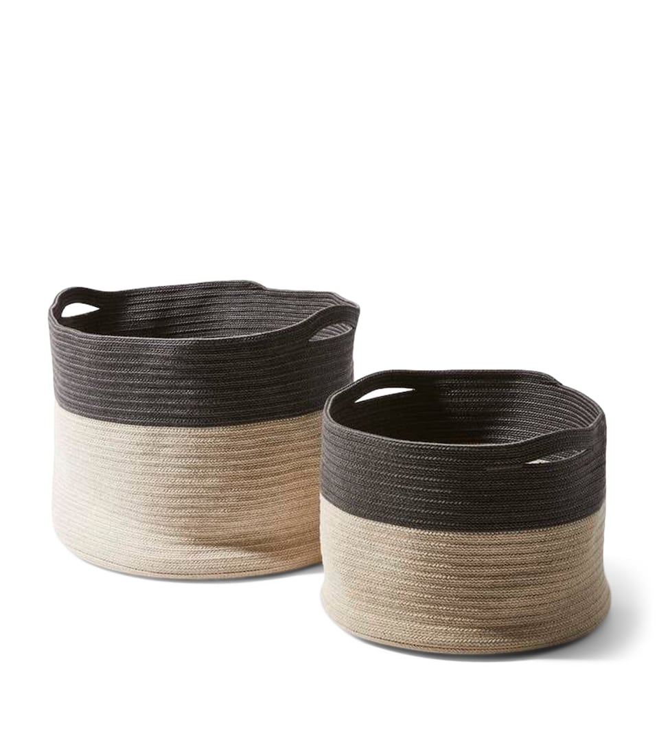 Cassina Set of 2 Woven Podor Outdoor Baskets Beige/grey