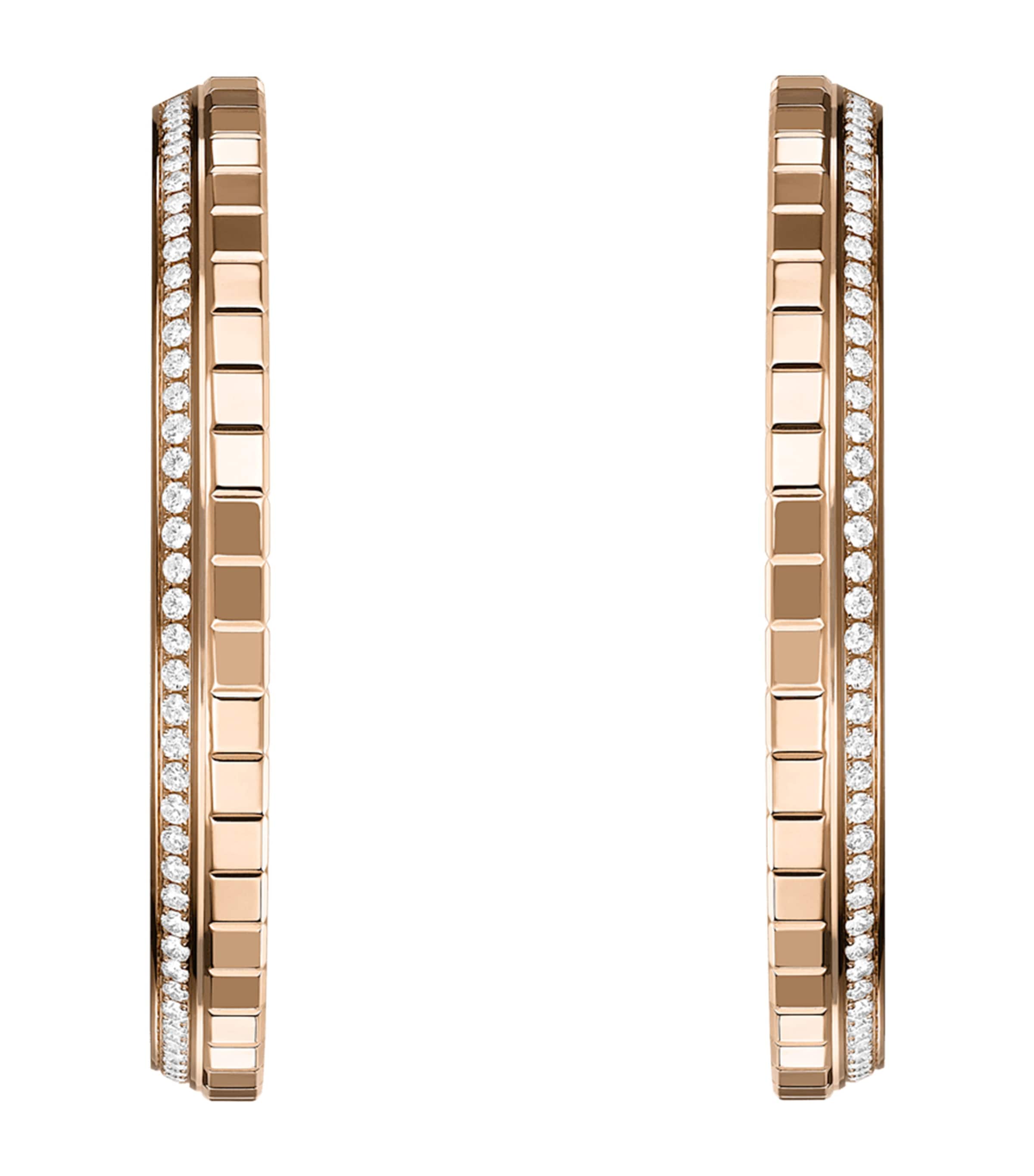 Small Rose Gold and Diamond Ice Cube Hoop Earrings