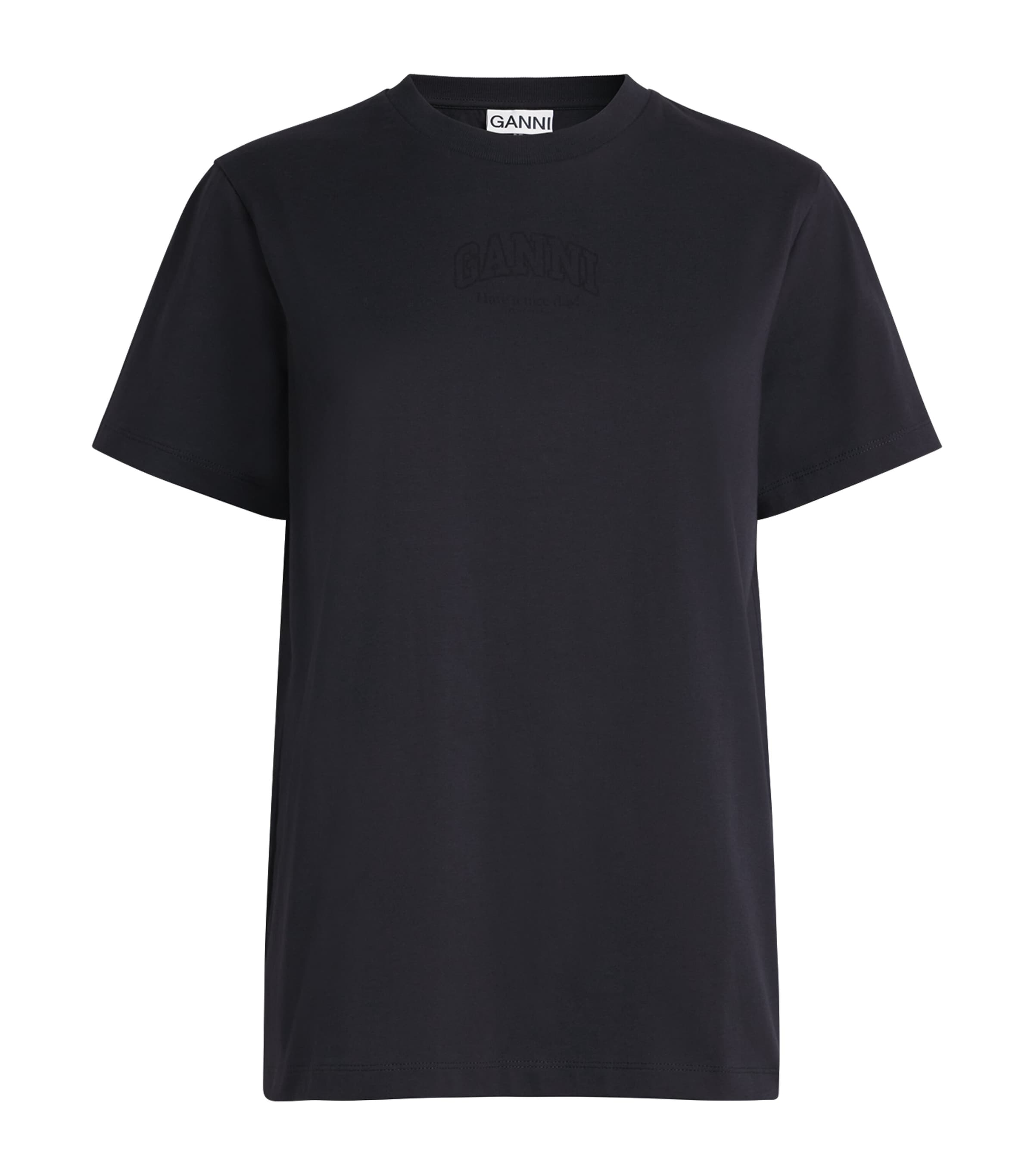 GANNI Womens Organic Cotton Logo T-Shirt Phantom