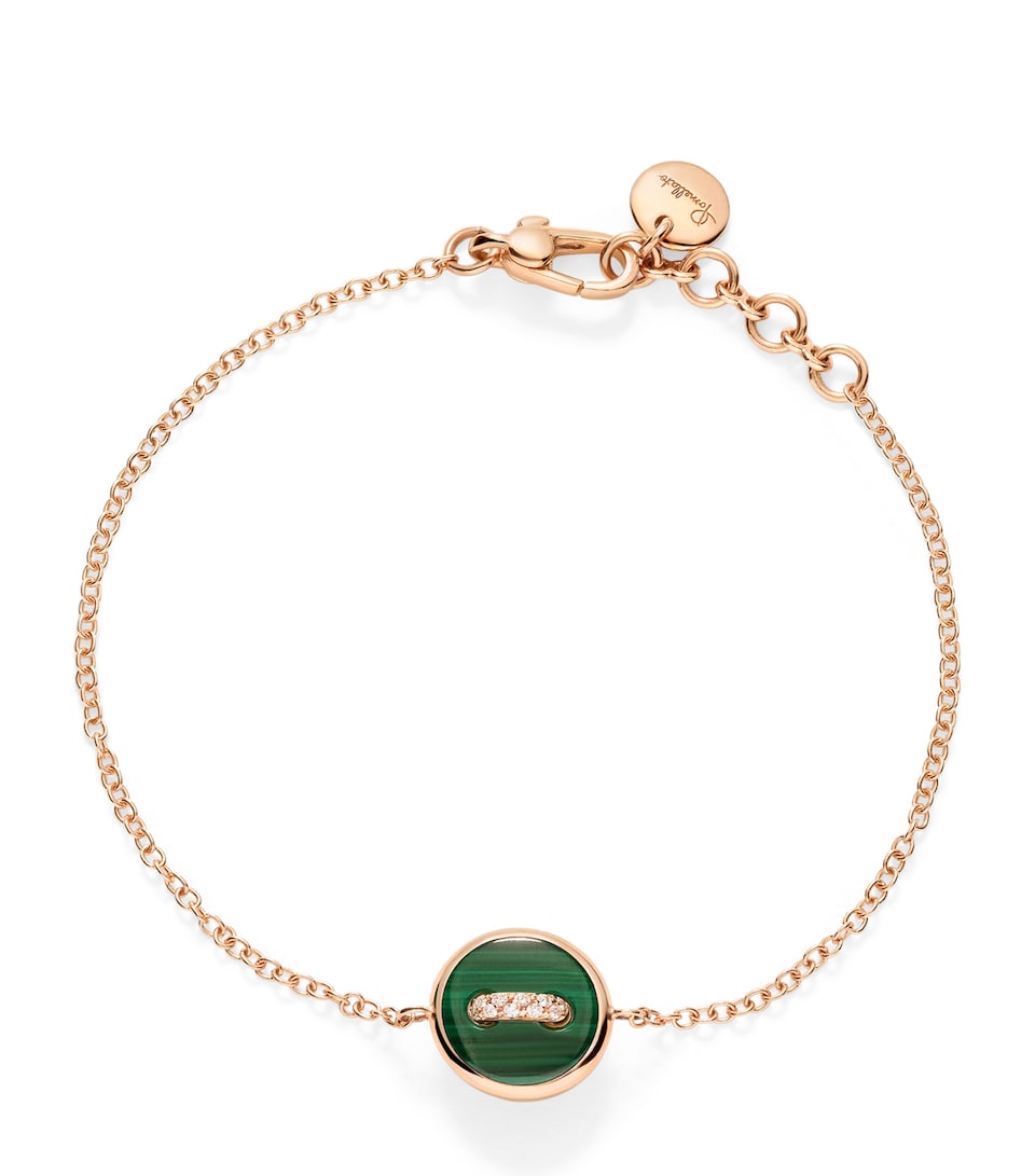 Rose Gold, Diamond, Malachite and Mother-of-Pearl Pom Pom Dot Bracelet