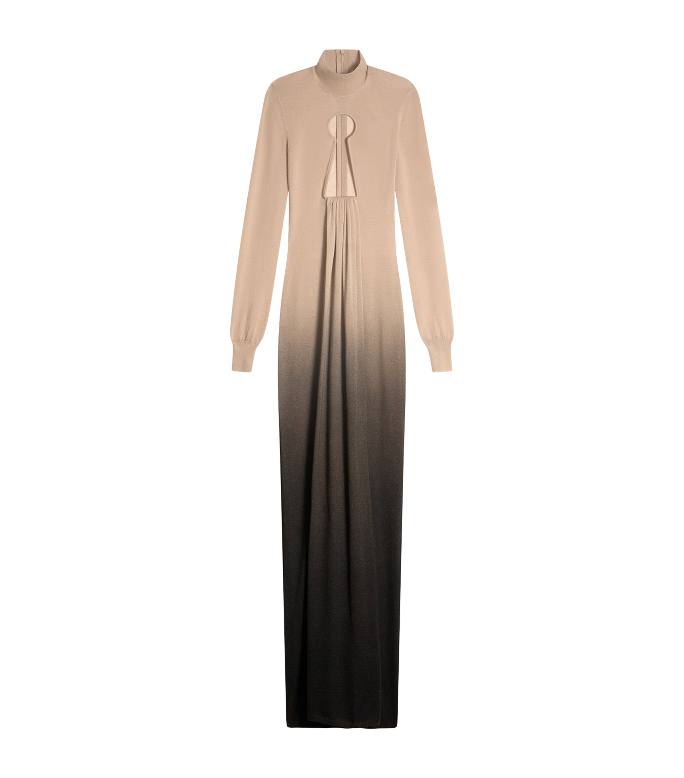 Schiaparelli Womens Cashmere Keyhole Maxi Dress Camel