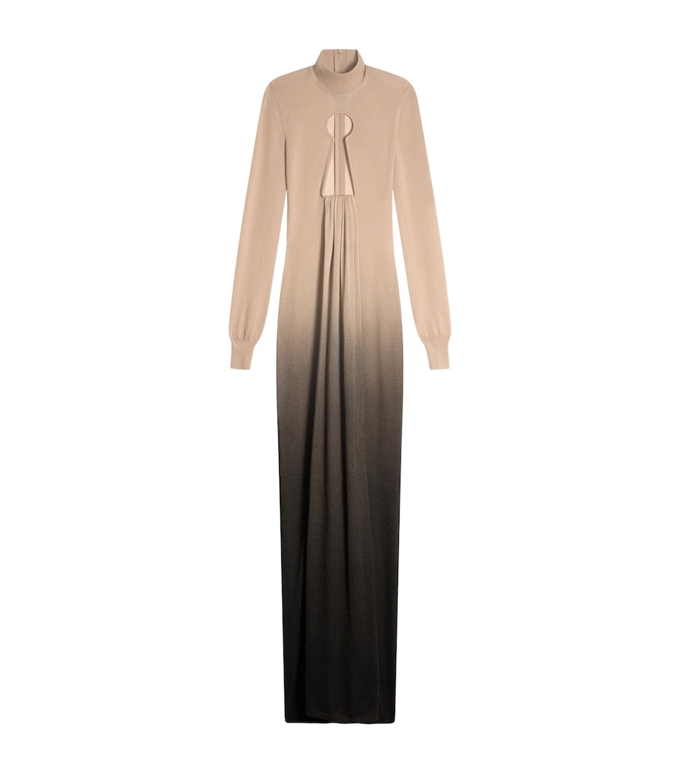 Schiaparelli Womens Cashmere Keyhole Maxi Dress Camel