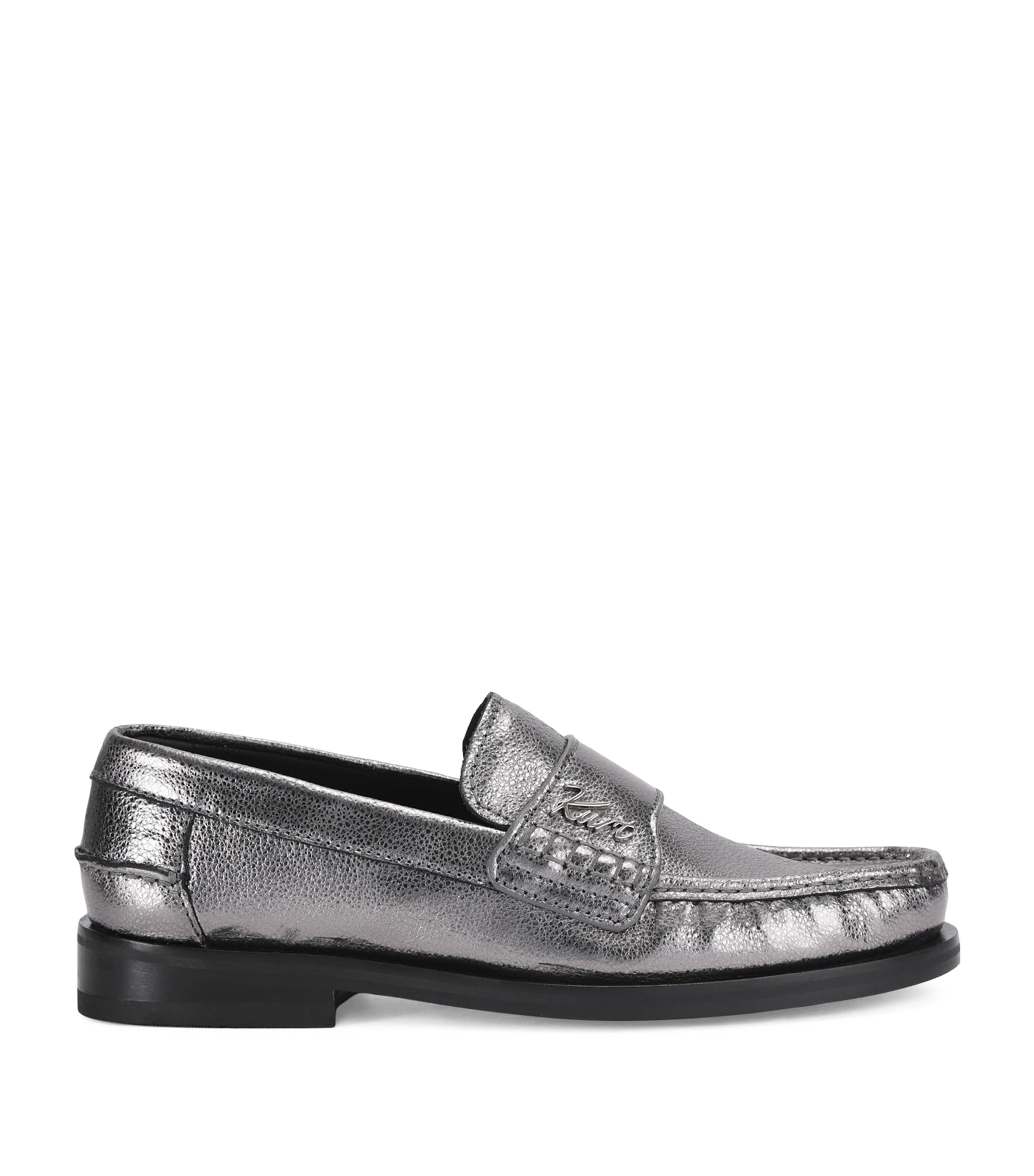 Kurt Geiger London Leather Lombard Loafers Gunmetal