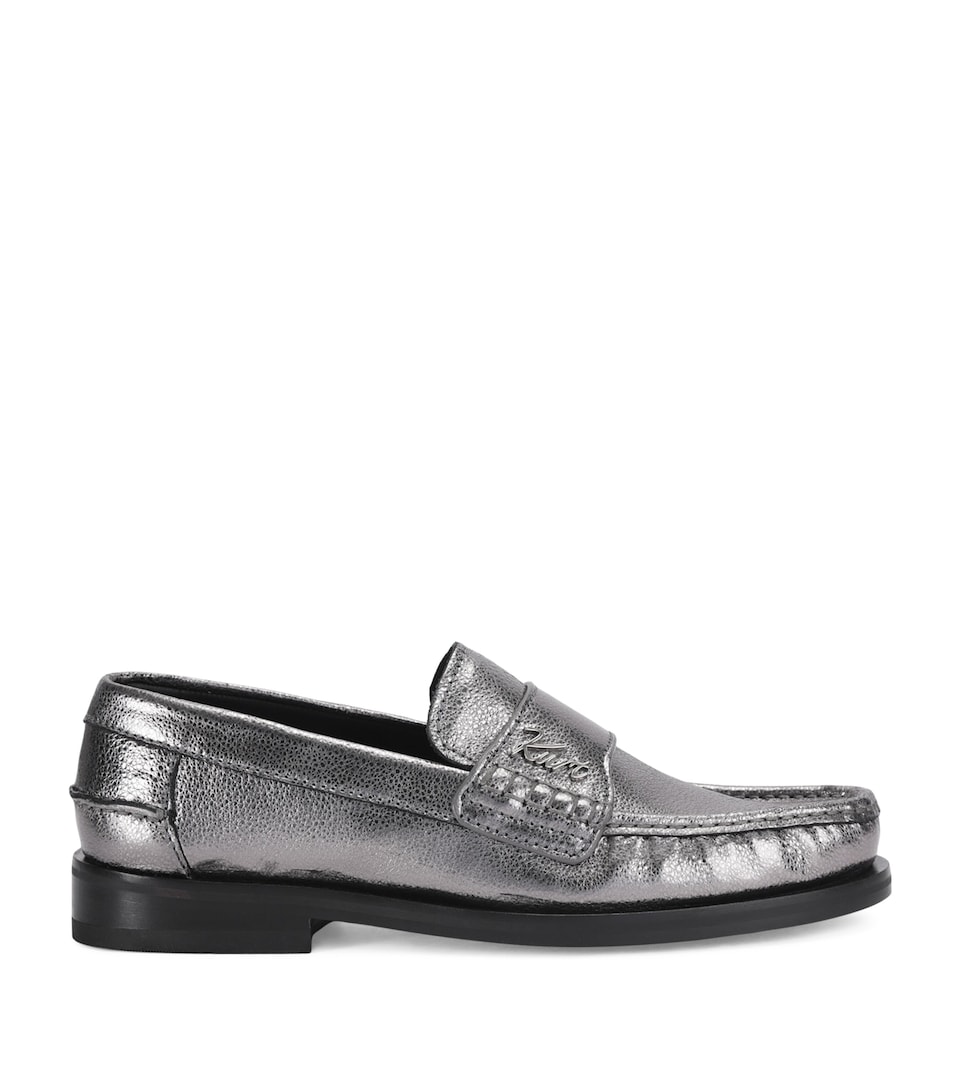 Kurt Geiger London Leather Lombard Loafers Gunmetal