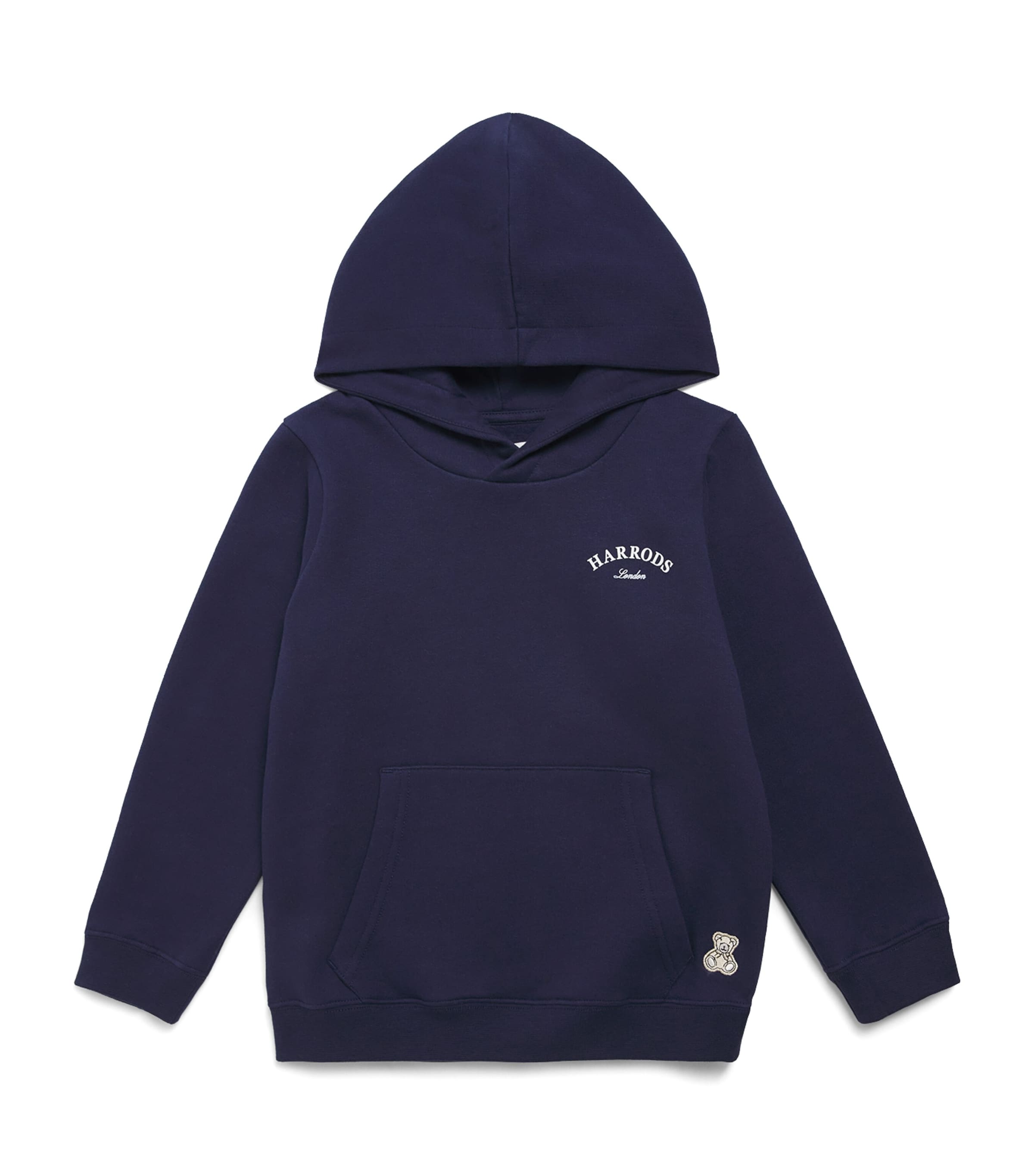 Harrods Cotton Logo Embroidered Hoodie (9-14 Years) Navy
