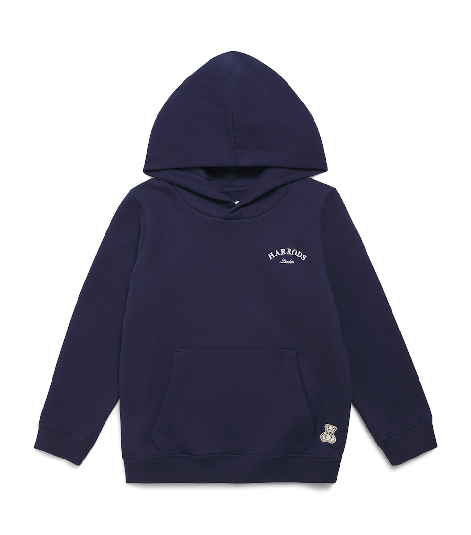 Harrods Cotton Logo Embroidered Hoodie (9-14 Years) Navy