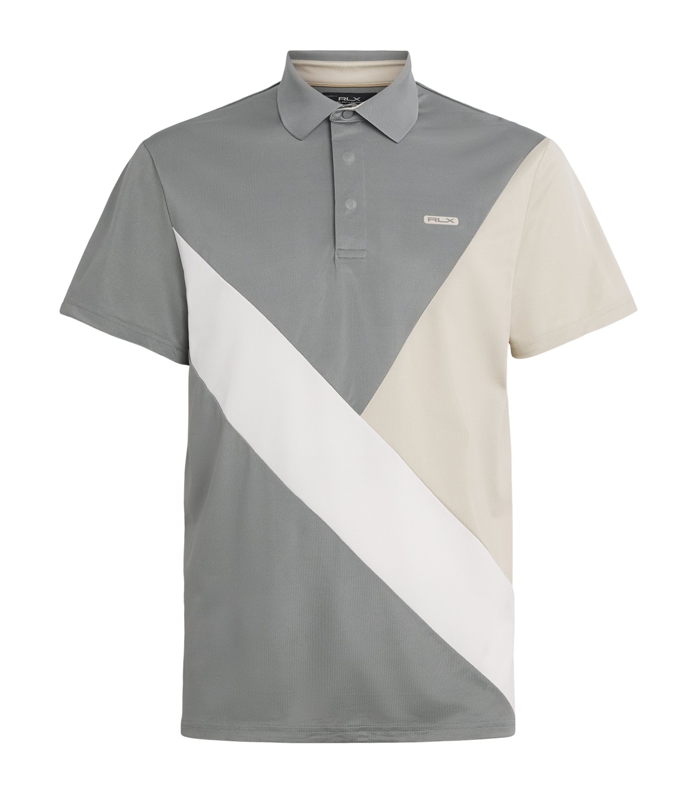 RLX Ralph Lauren Mens Colour-Block Polo Shirt Basic Sand Multi