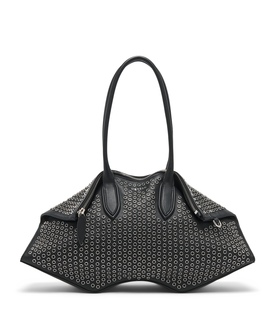 Leather Studded Manta Top-Handle Bag