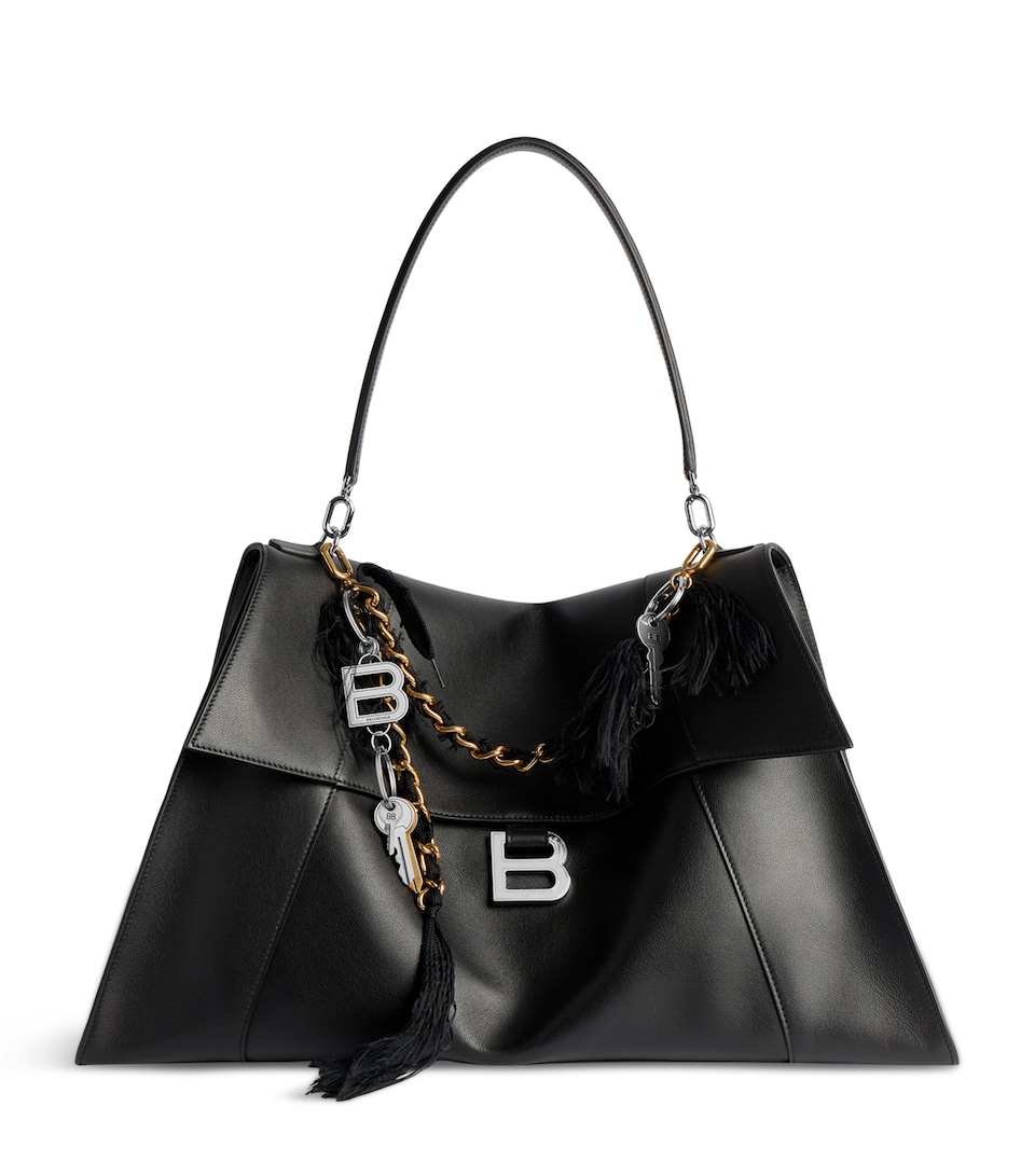 Balenciaga Large Leather Hourglass Top-Handle Bag