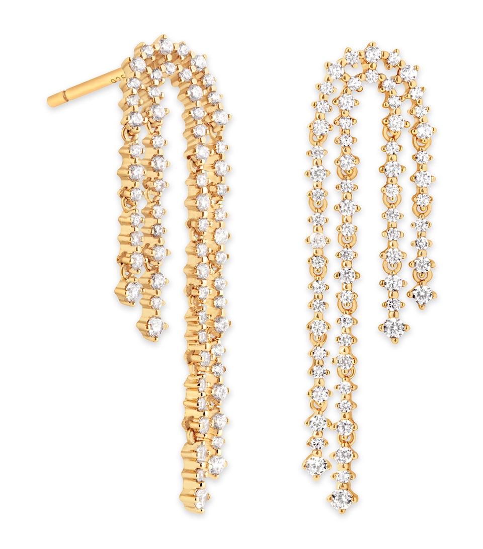 Yellow Gold-Plated Silver and Crystal Scatter Drop Earrings