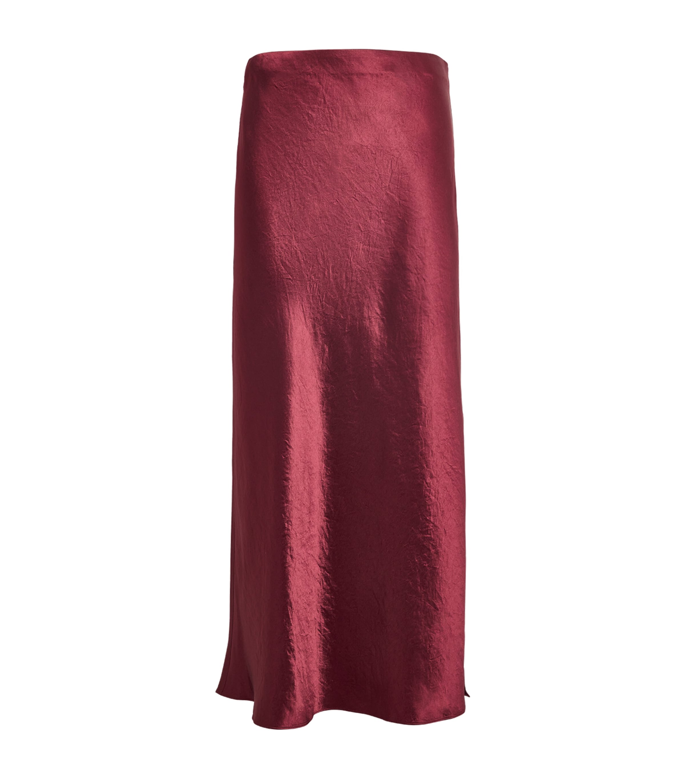 Satin Crinkled Midi Skirt