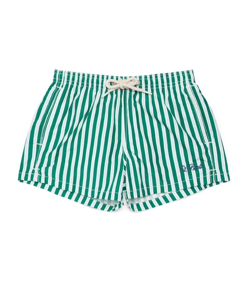Mc2 Saint Barth Kids Stripe Jean Lightning Swim Shorts (2-14 Years) Pinstripe Flow
