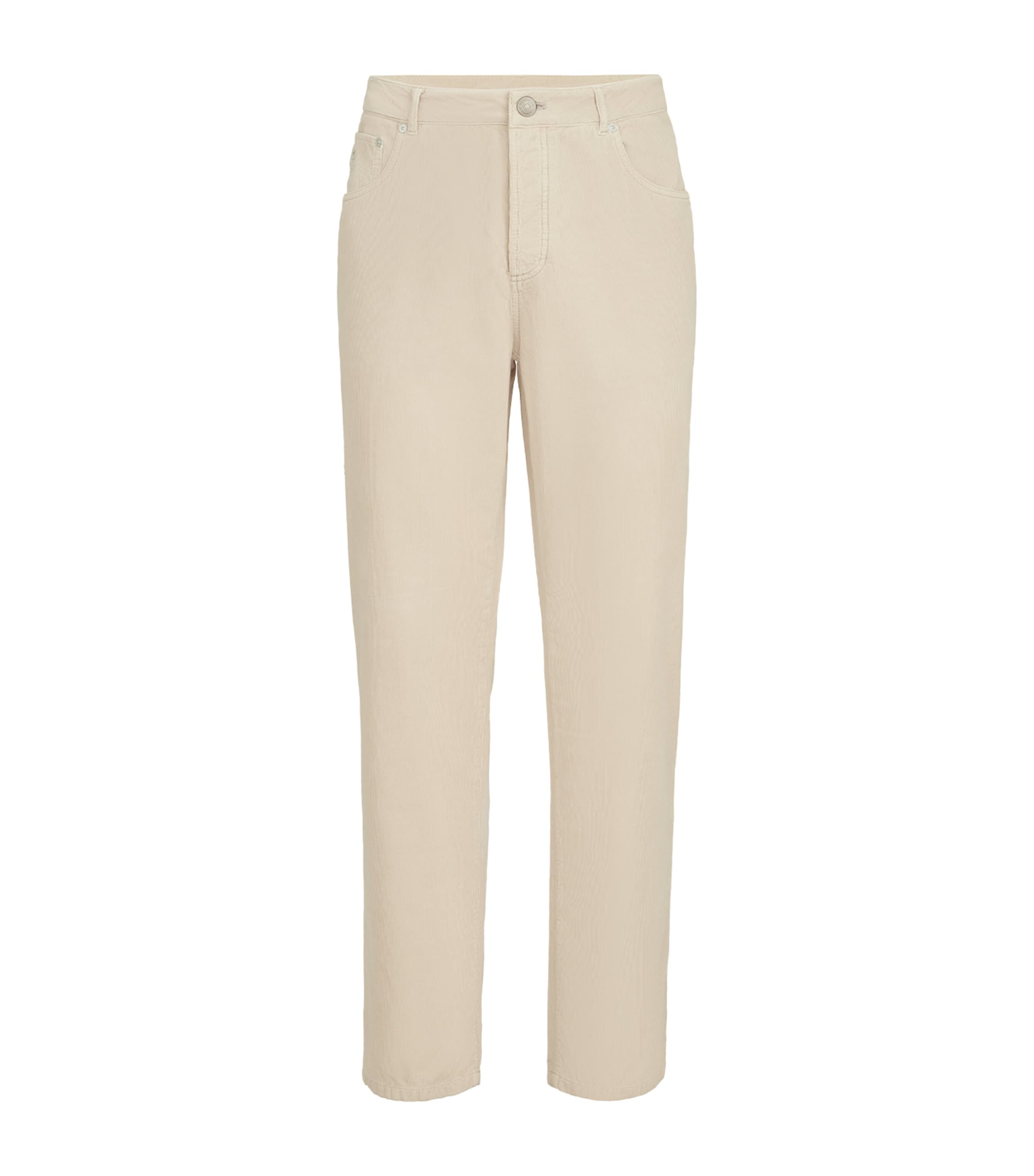 Brunello Cucinelli Mens Cotton Canvas Straight Trousers Sand