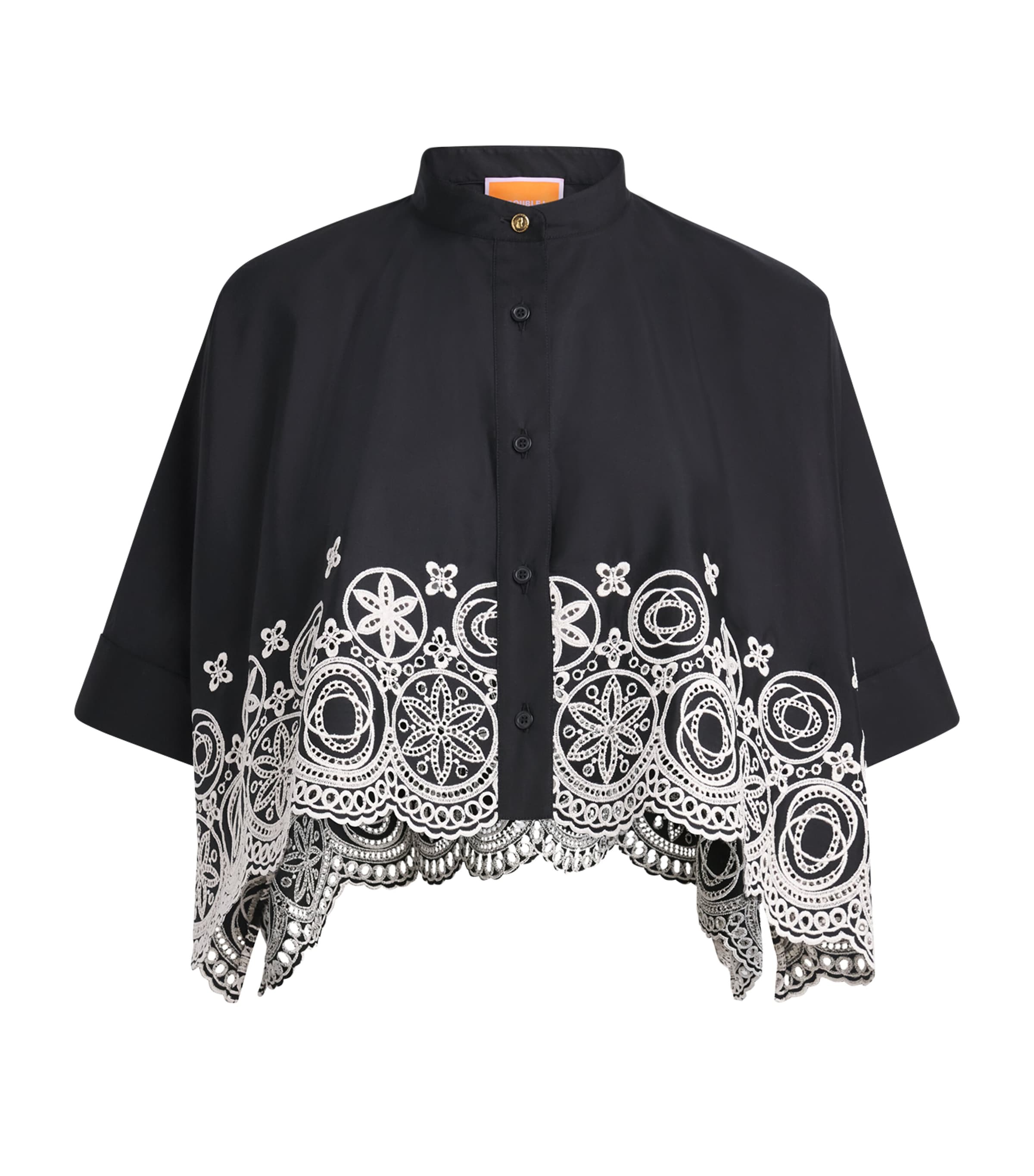 La Doublej Womens Cotton Embroidered Cropped Shirt Sangall