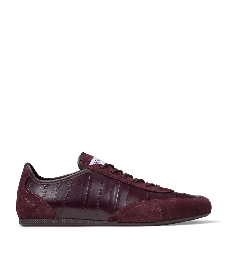 Jimmy Choo Sunny F Leather-Suede Sneakers V Deep Merlot