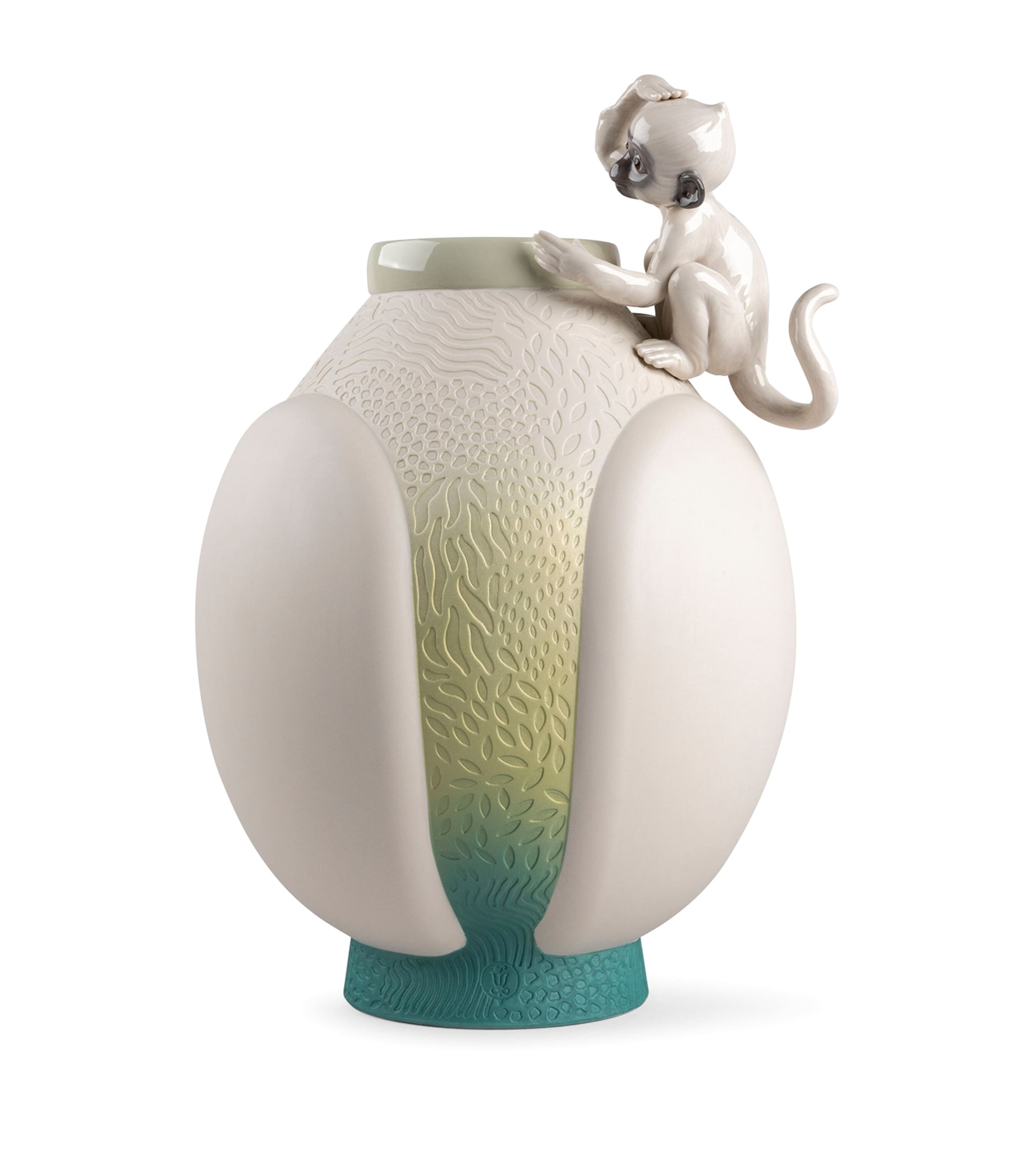 Lladró Porcelain Monkey Vase (42cm) White