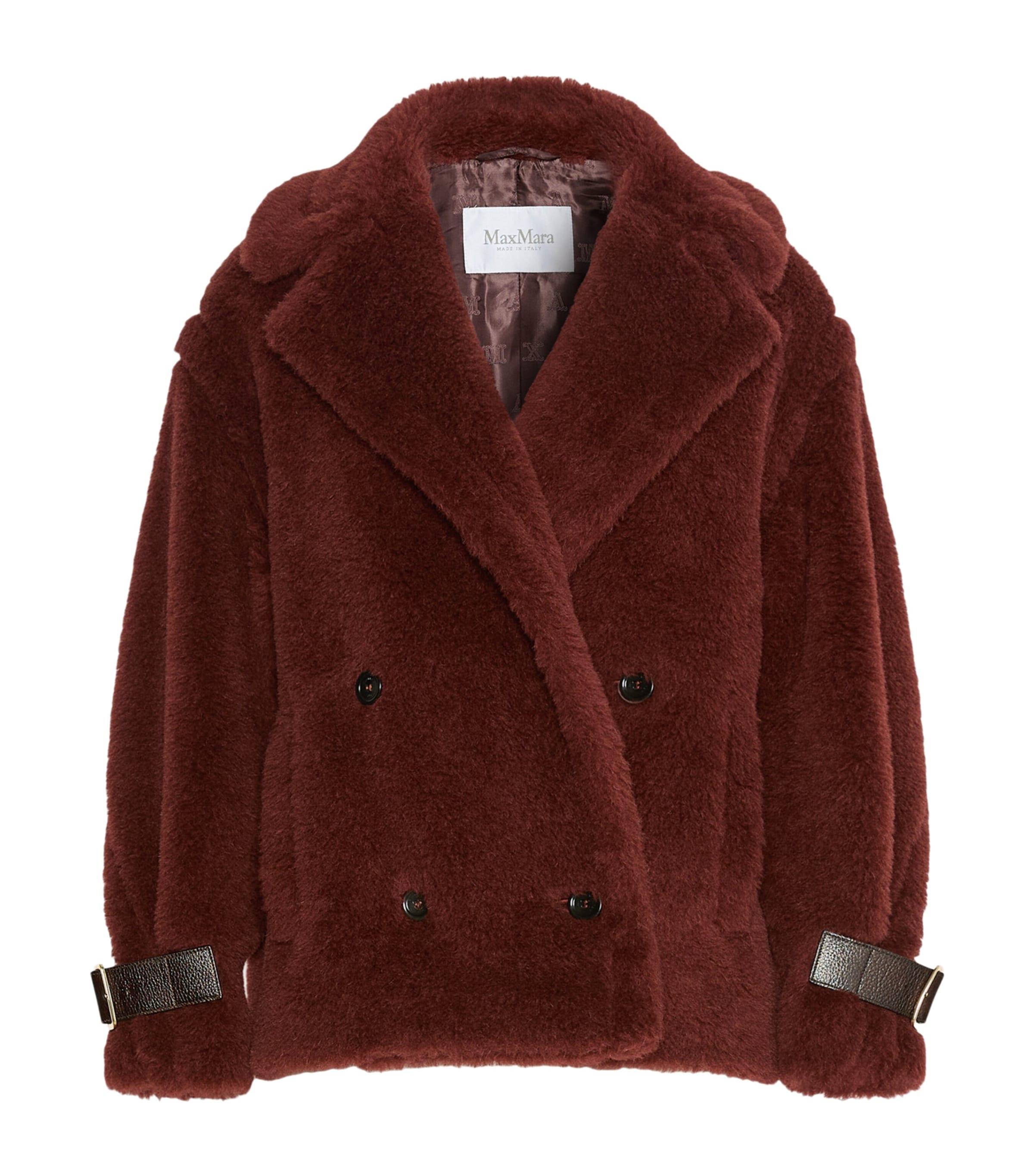 Max Mara Womens Alpaca-Blend Short Teddy Coat Rust