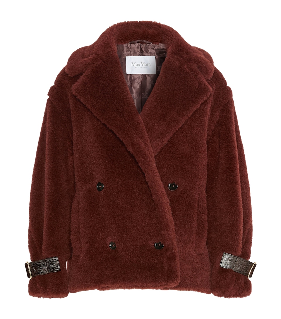 Max Mara Womens Alpaca-Blend Short Teddy Coat Rust