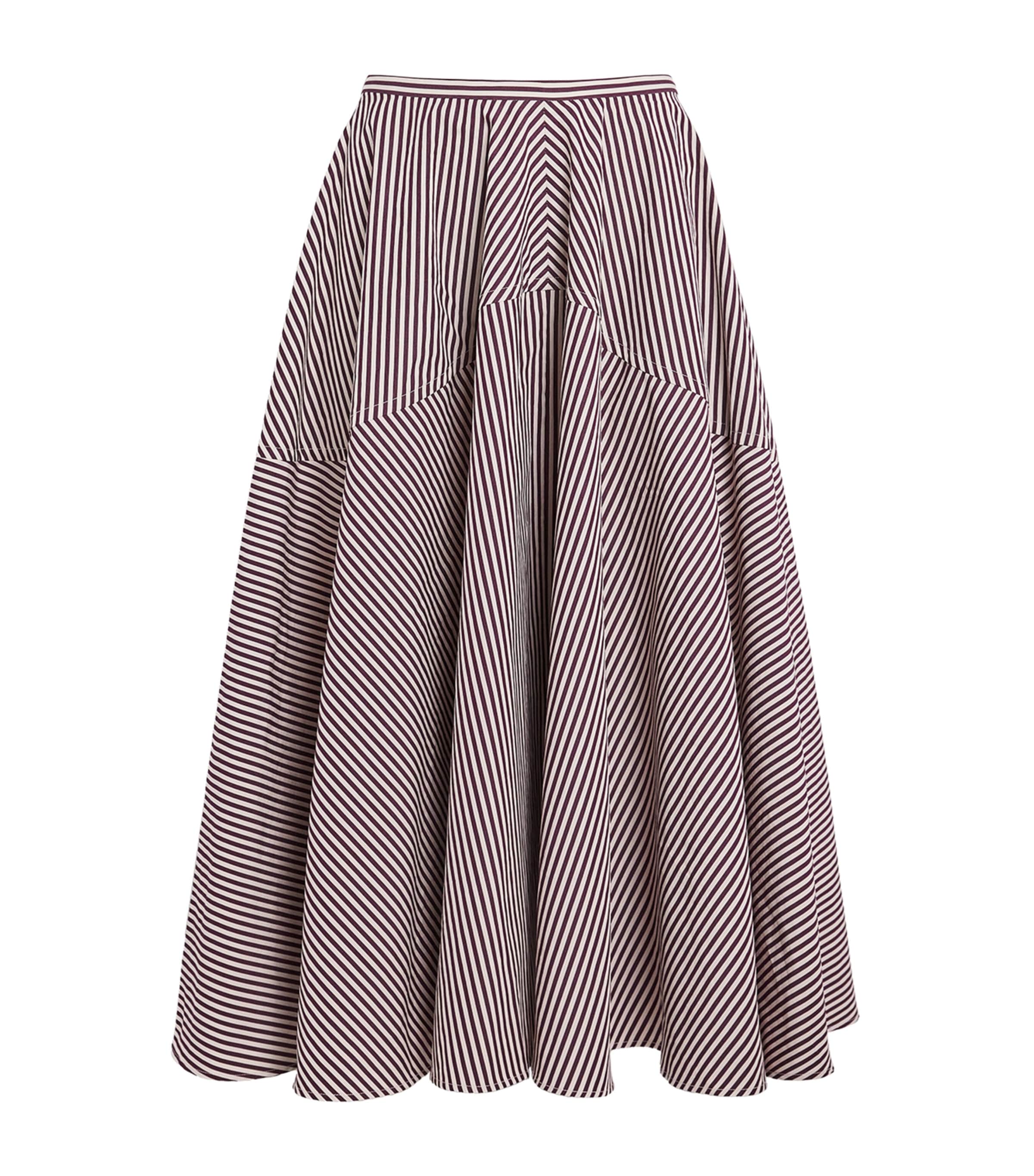 Organic Cotton Striped Maxine Midi Skirt