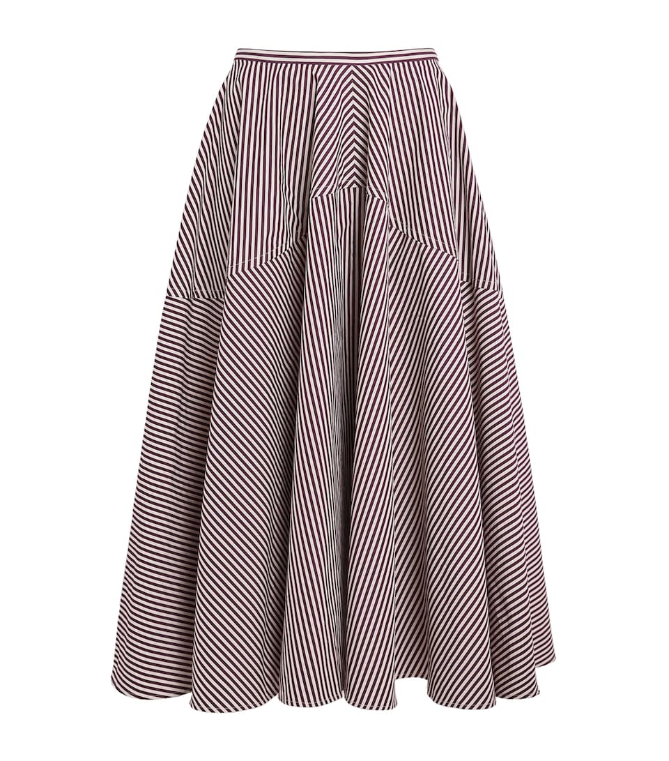 Organic Cotton Striped Maxine Midi Skirt