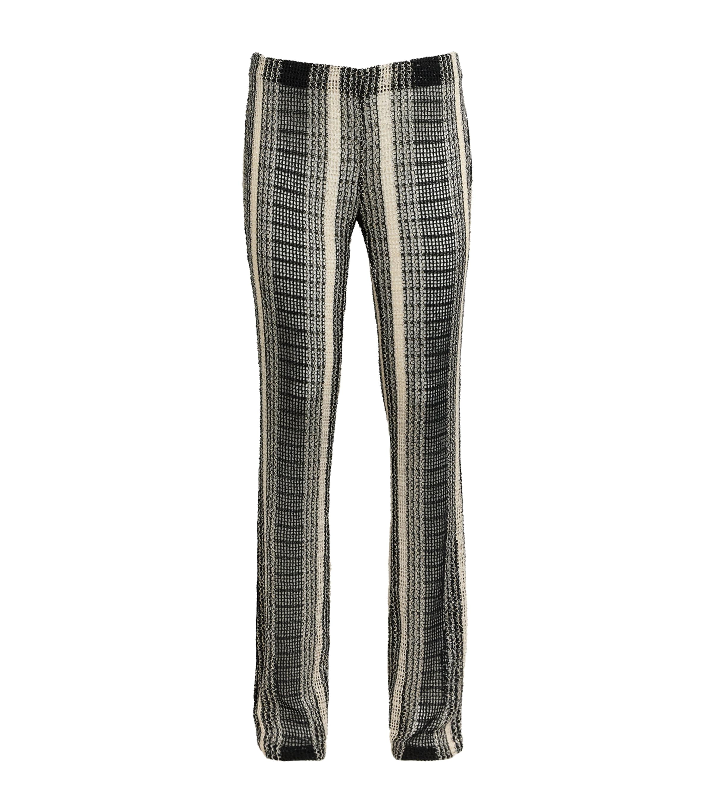 Missoni Womens Crochet Stripe Flared Trousers White/black