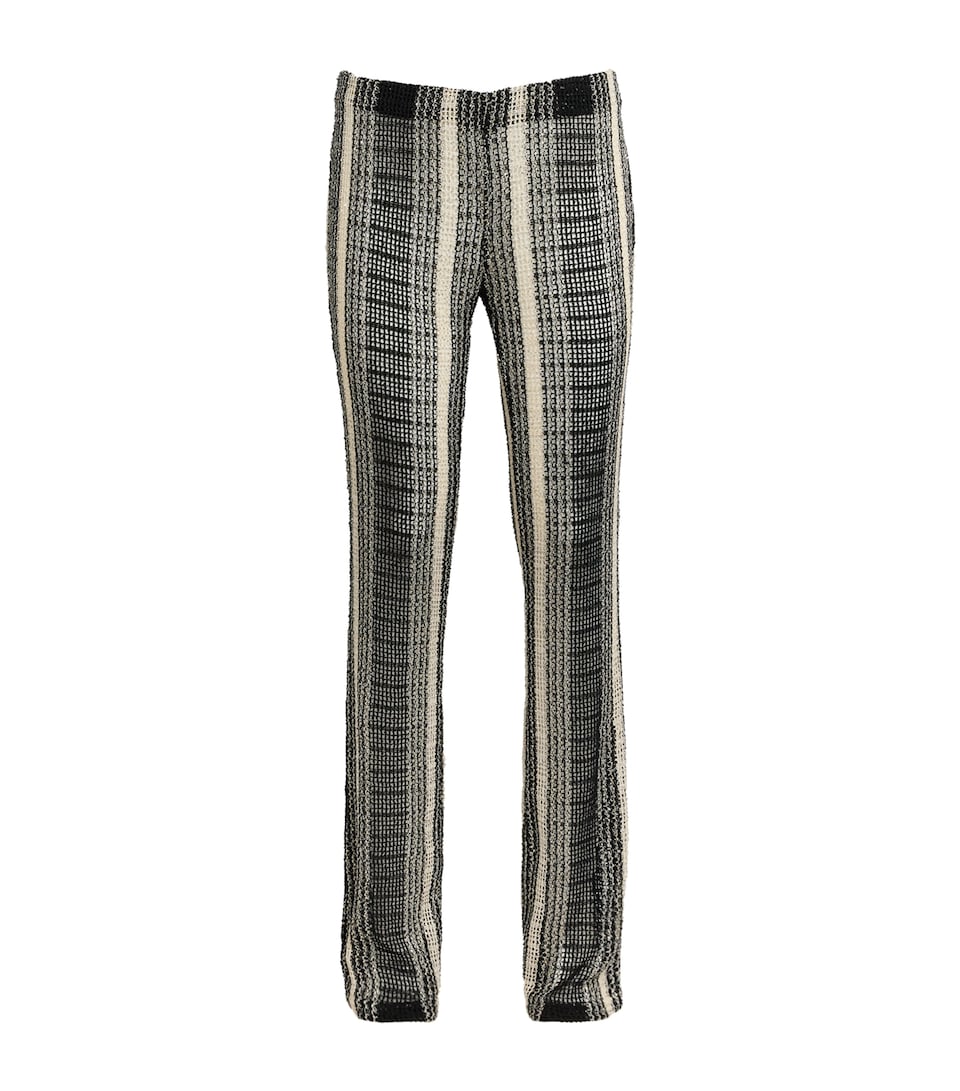 Missoni Womens Crochet Stripe Flared Trousers White/black