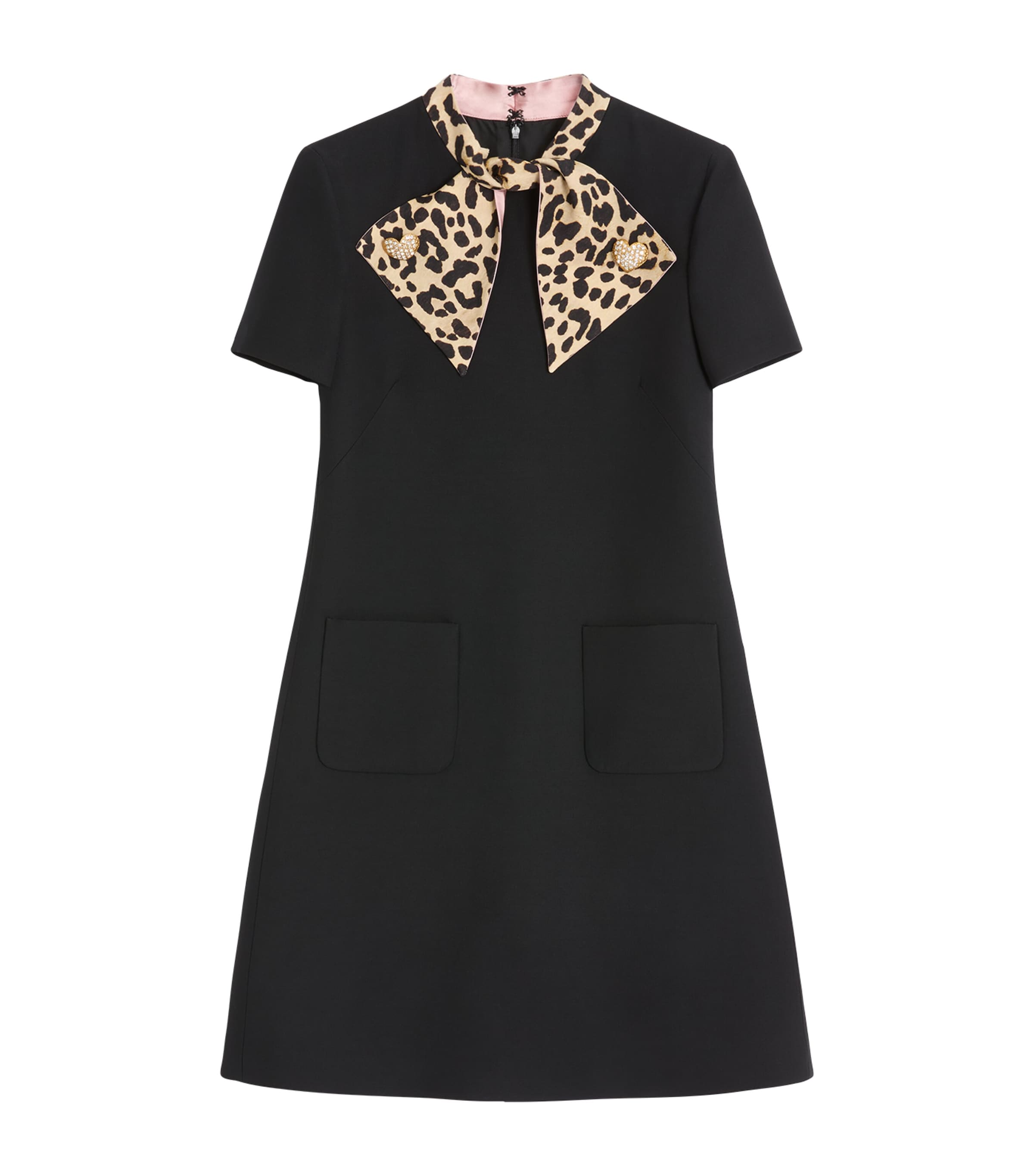 Wool-Silk Leopard-Tie Mini Dress