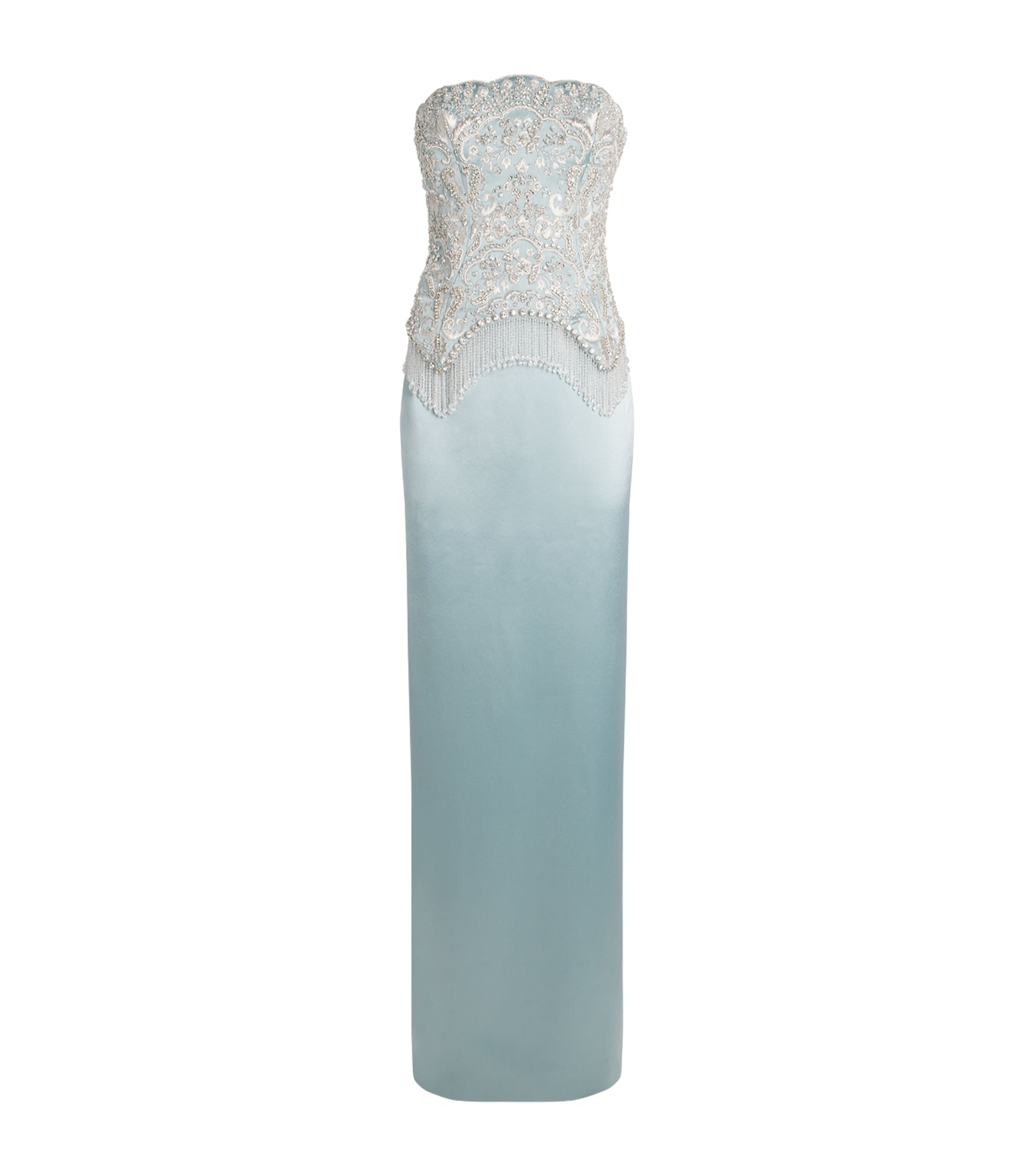 GEORGES HOBEIKA Womens Embellished Strapless Gown Tpg Hze Blue
